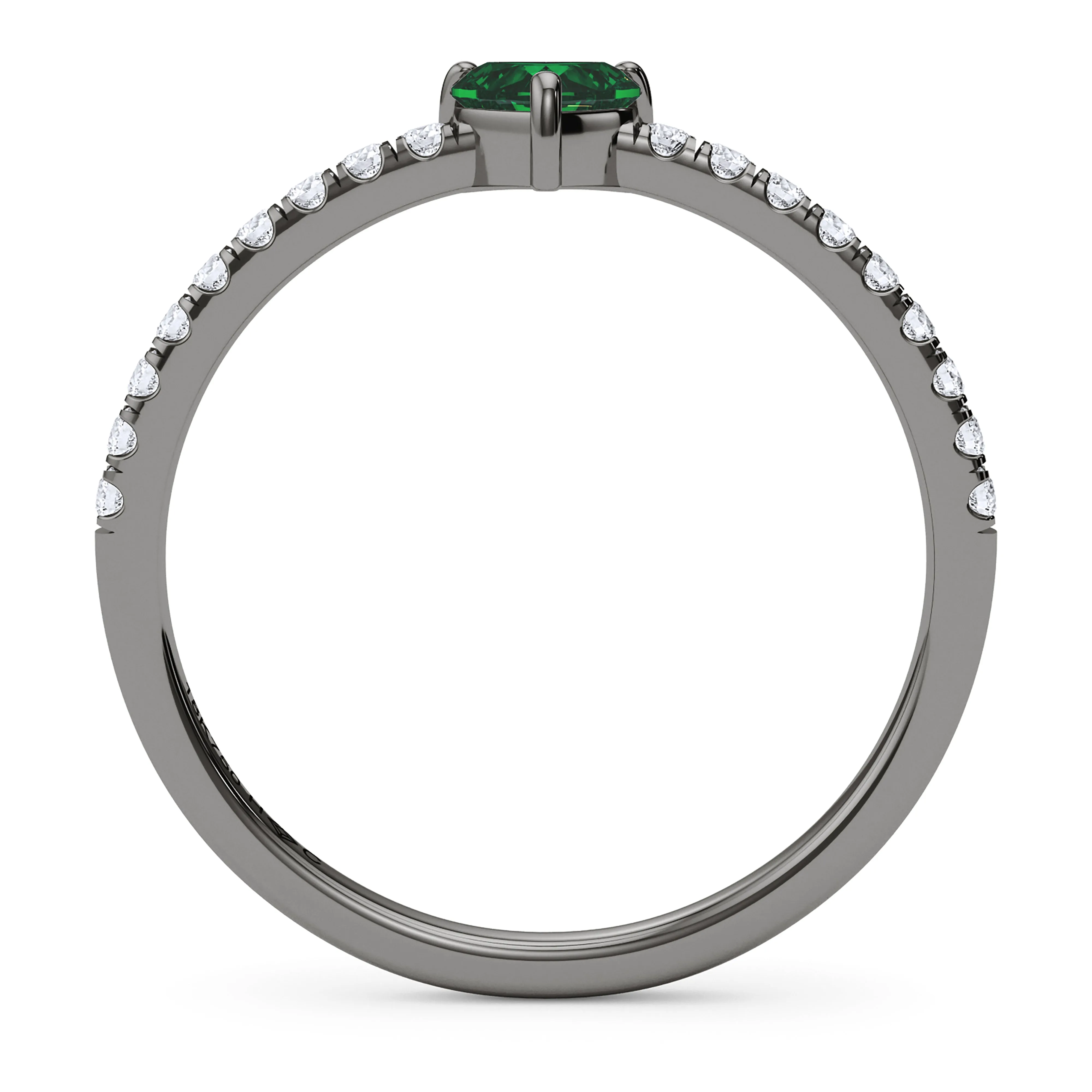 Heart Birthstone and Pave Lab Grown Diamond Ring