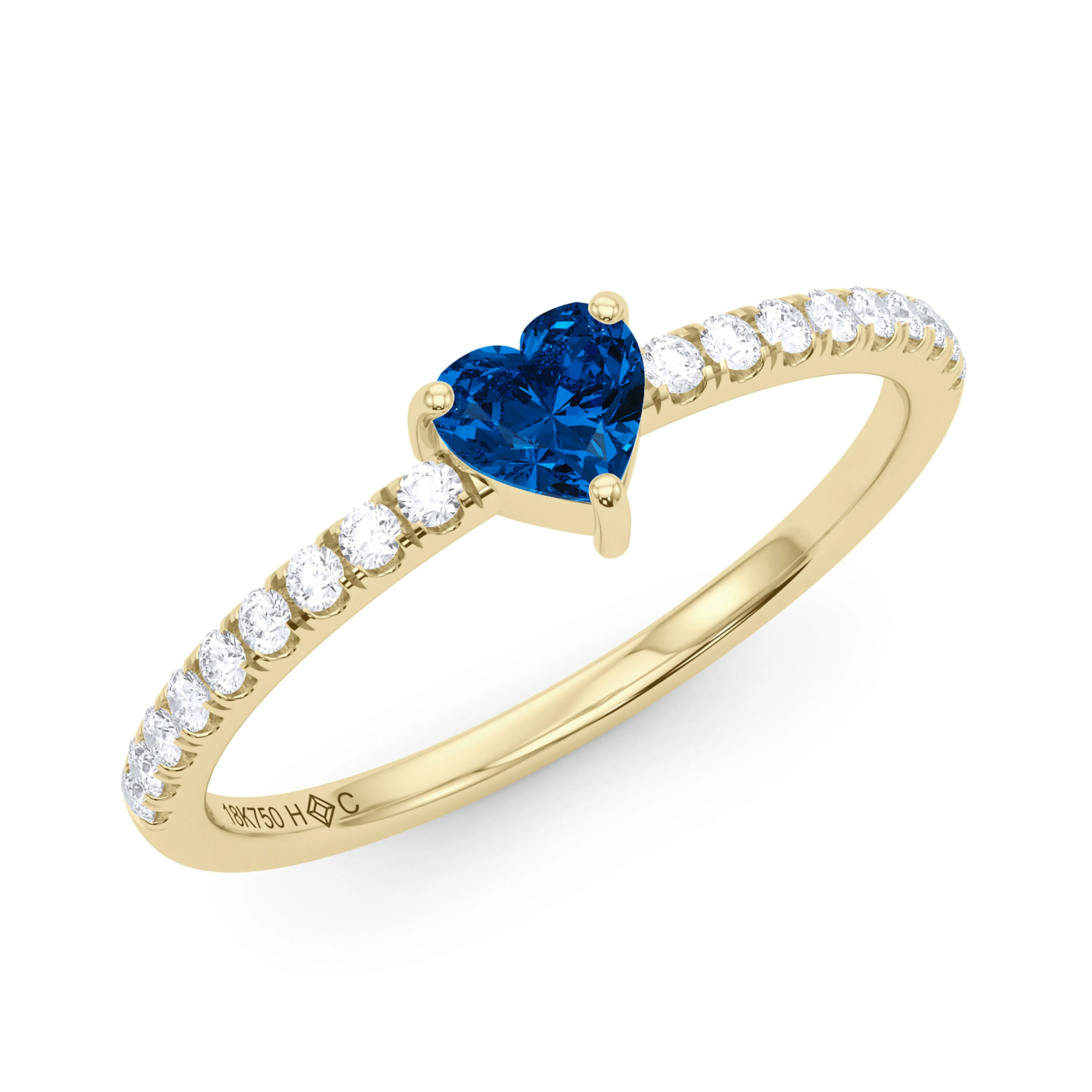 Heart Birthstone and Pave Lab Grown Diamond Ring