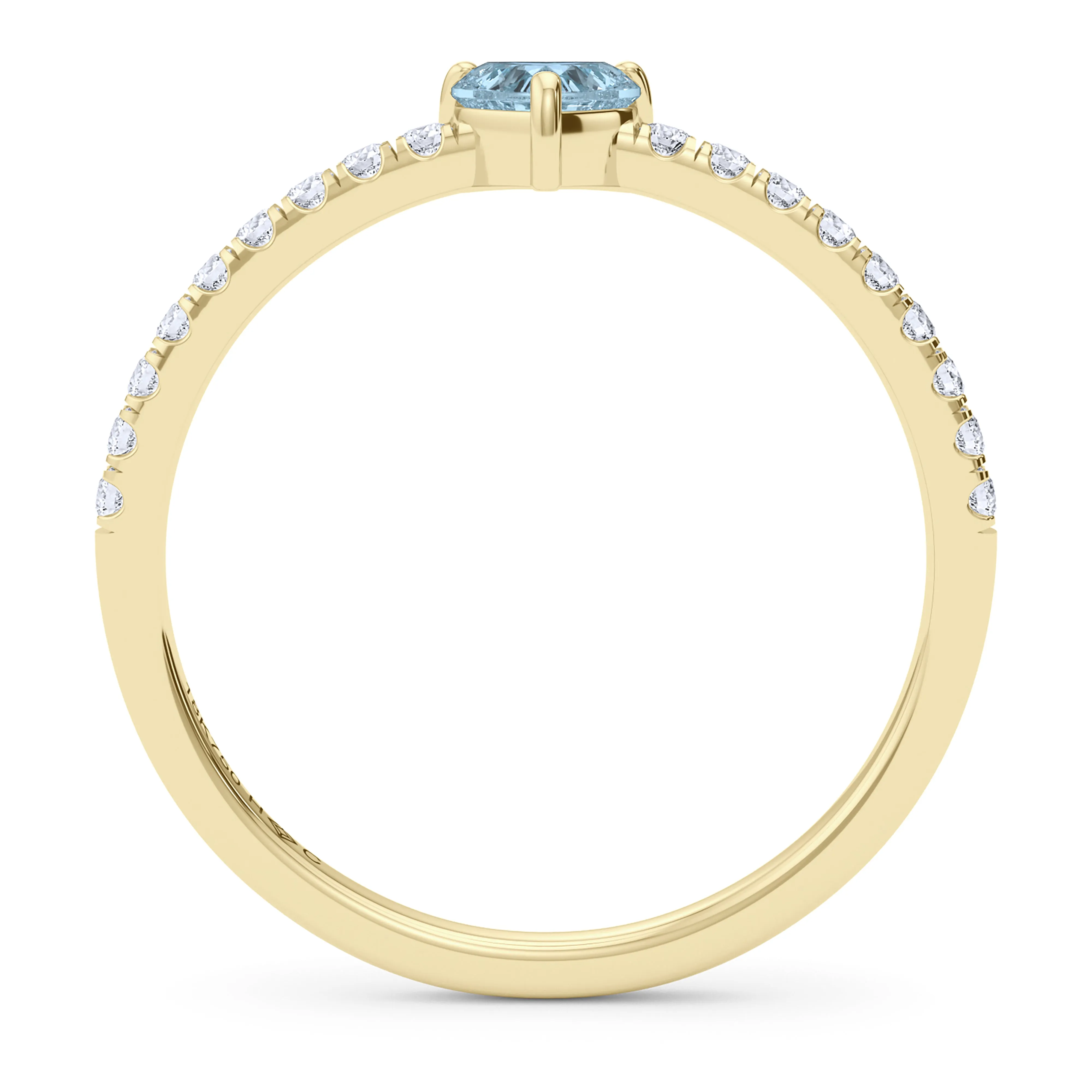 Heart Birthstone and Pave Lab Grown Diamond Ring