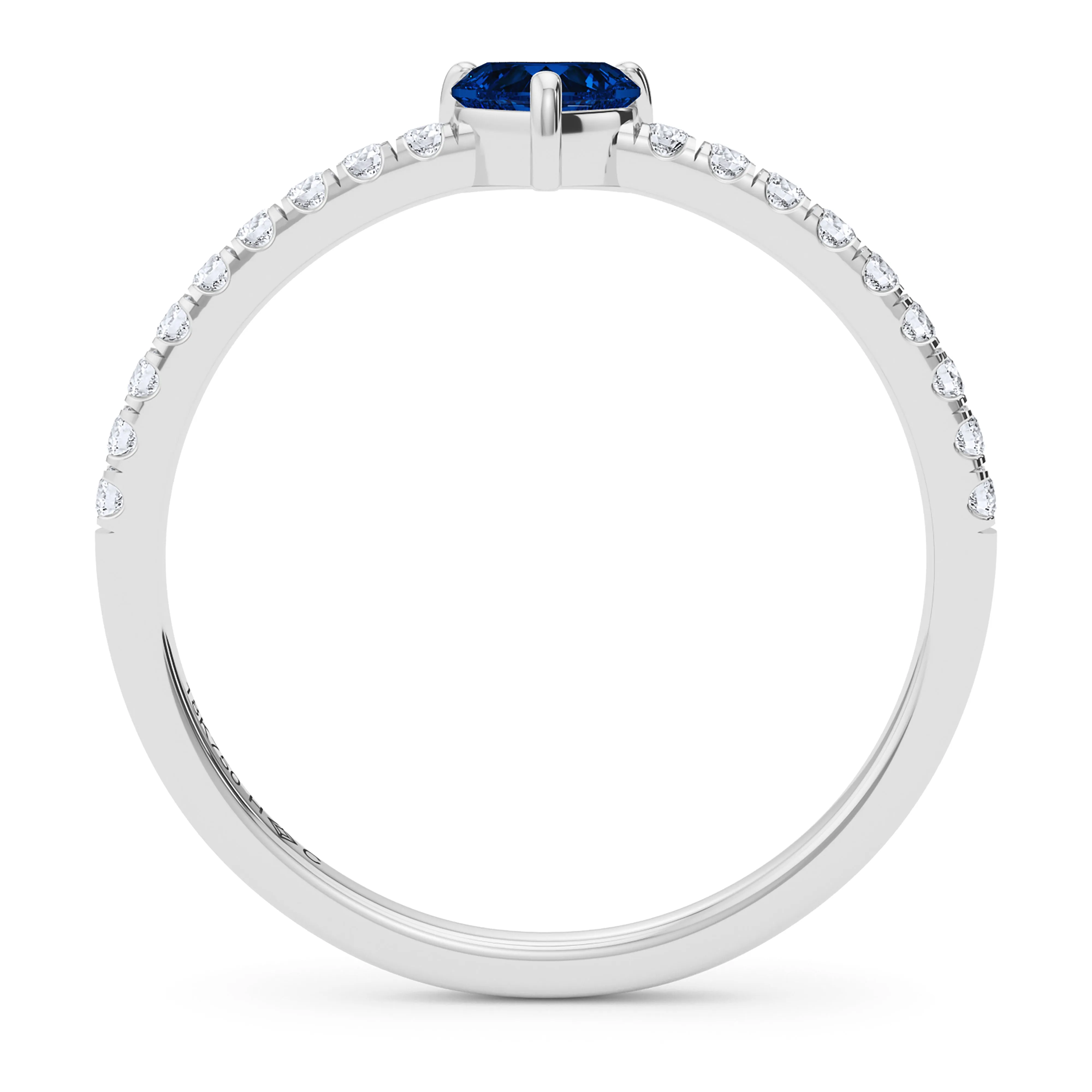 Heart Birthstone and Pave Lab Grown Diamond Ring
