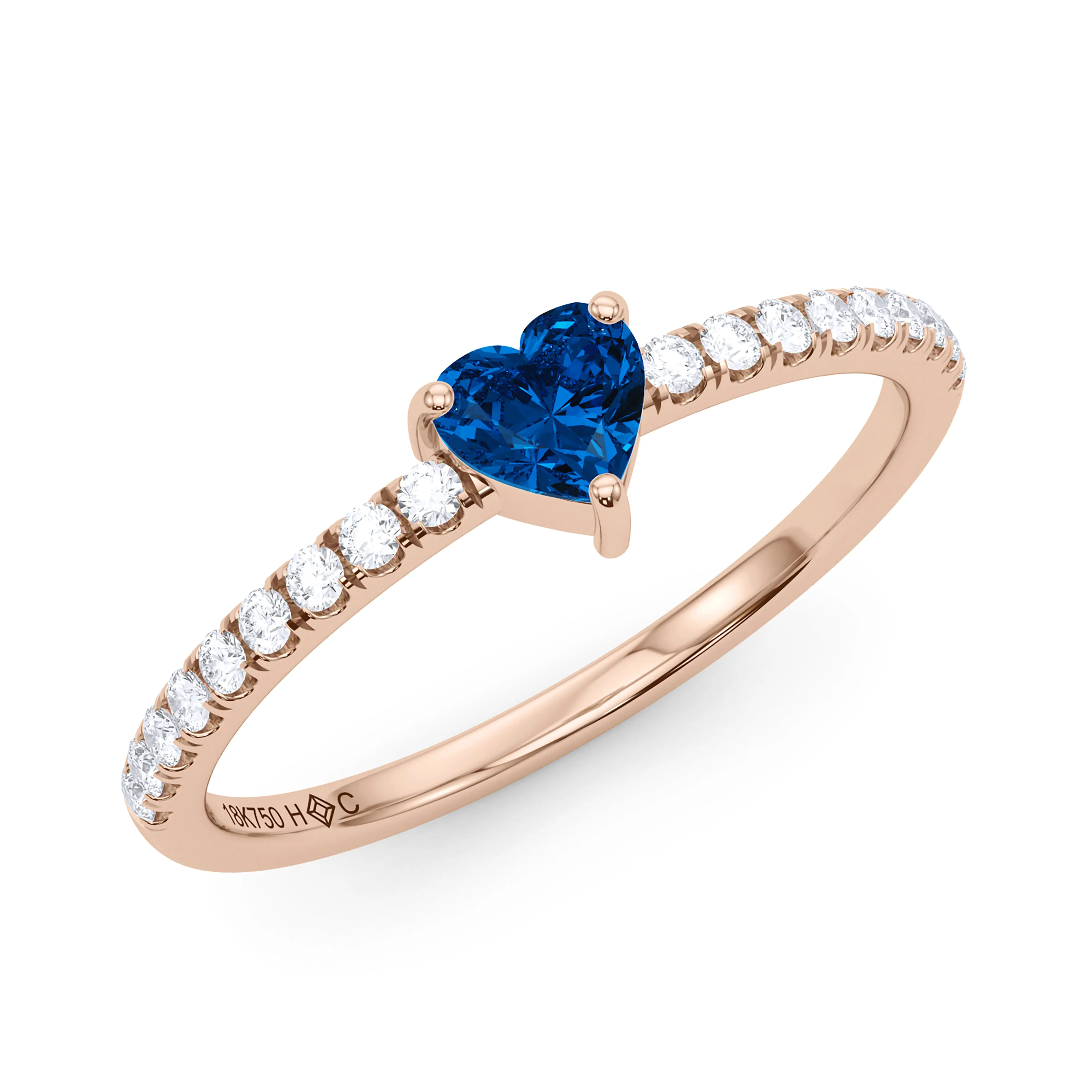 Heart Birthstone and Pave Lab Grown Diamond Ring