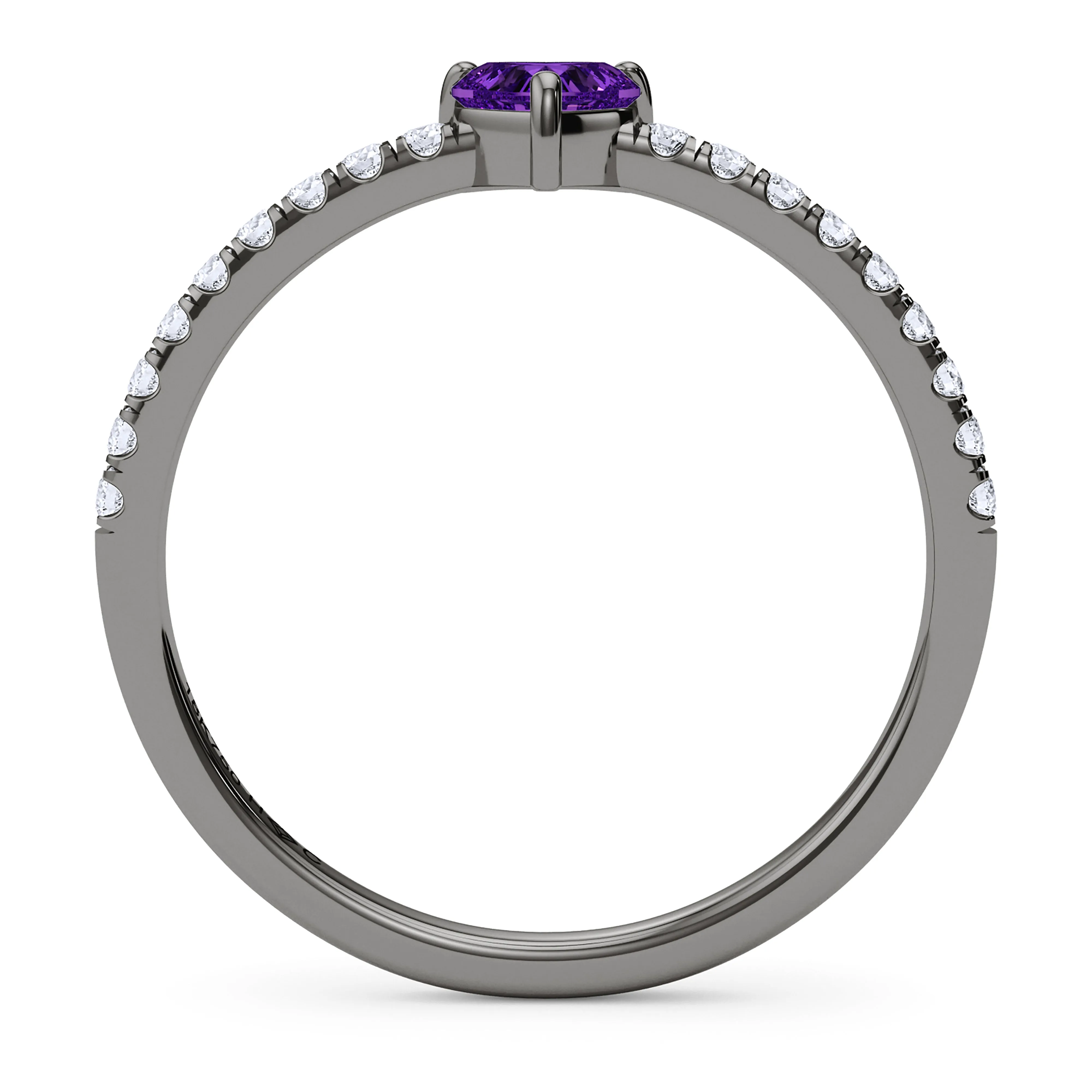 Heart Birthstone and Pave Lab Grown Diamond Ring