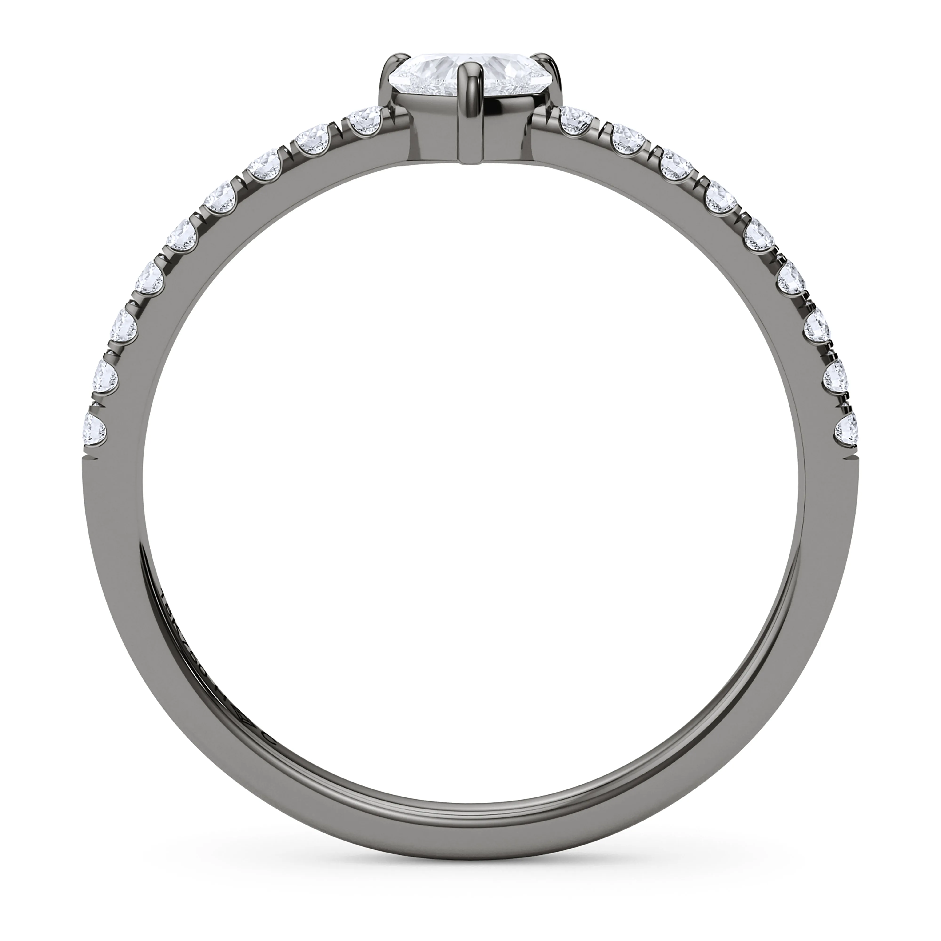 Heart Birthstone and Pave Lab Grown Diamond Ring
