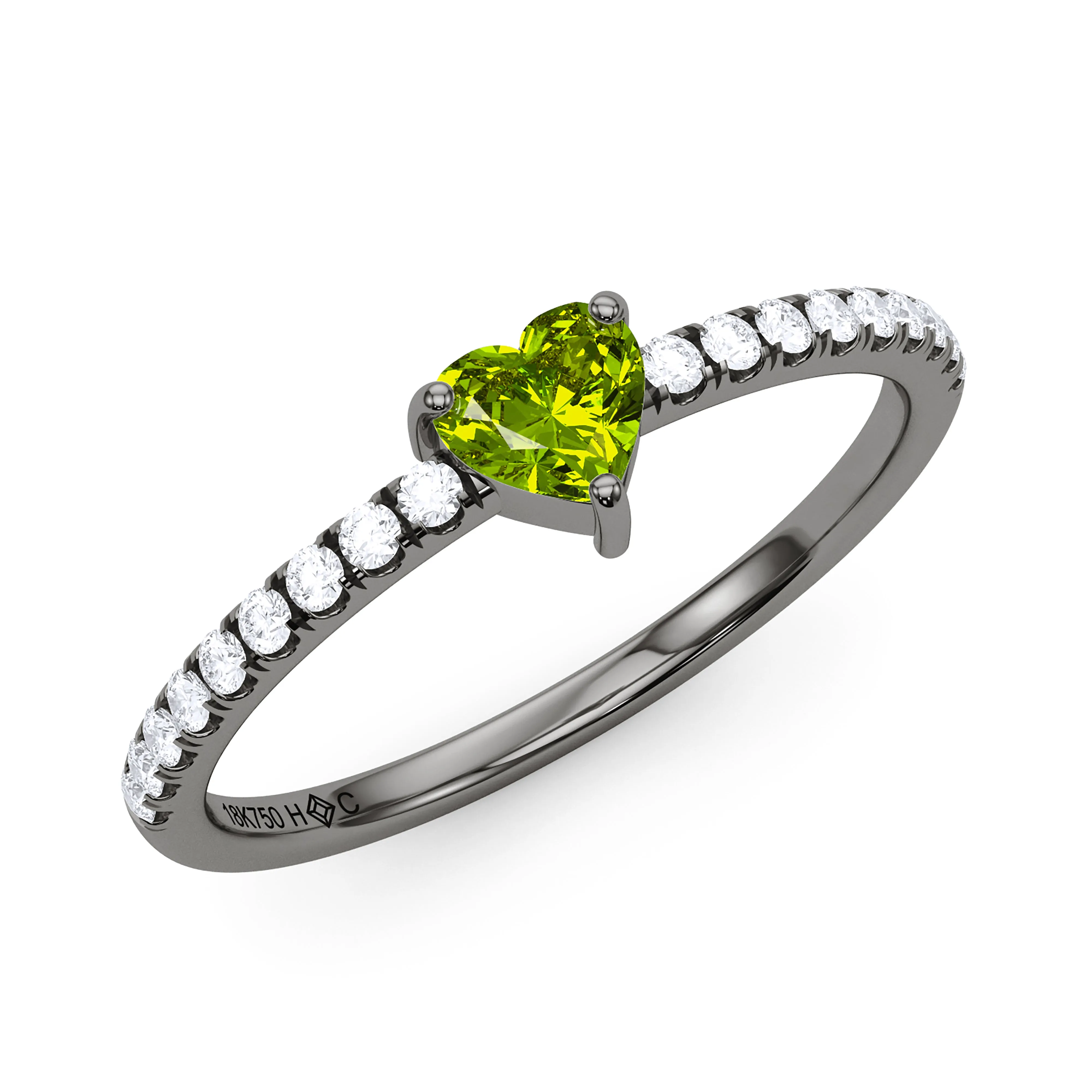 Heart Birthstone and Pave Lab Grown Diamond Ring