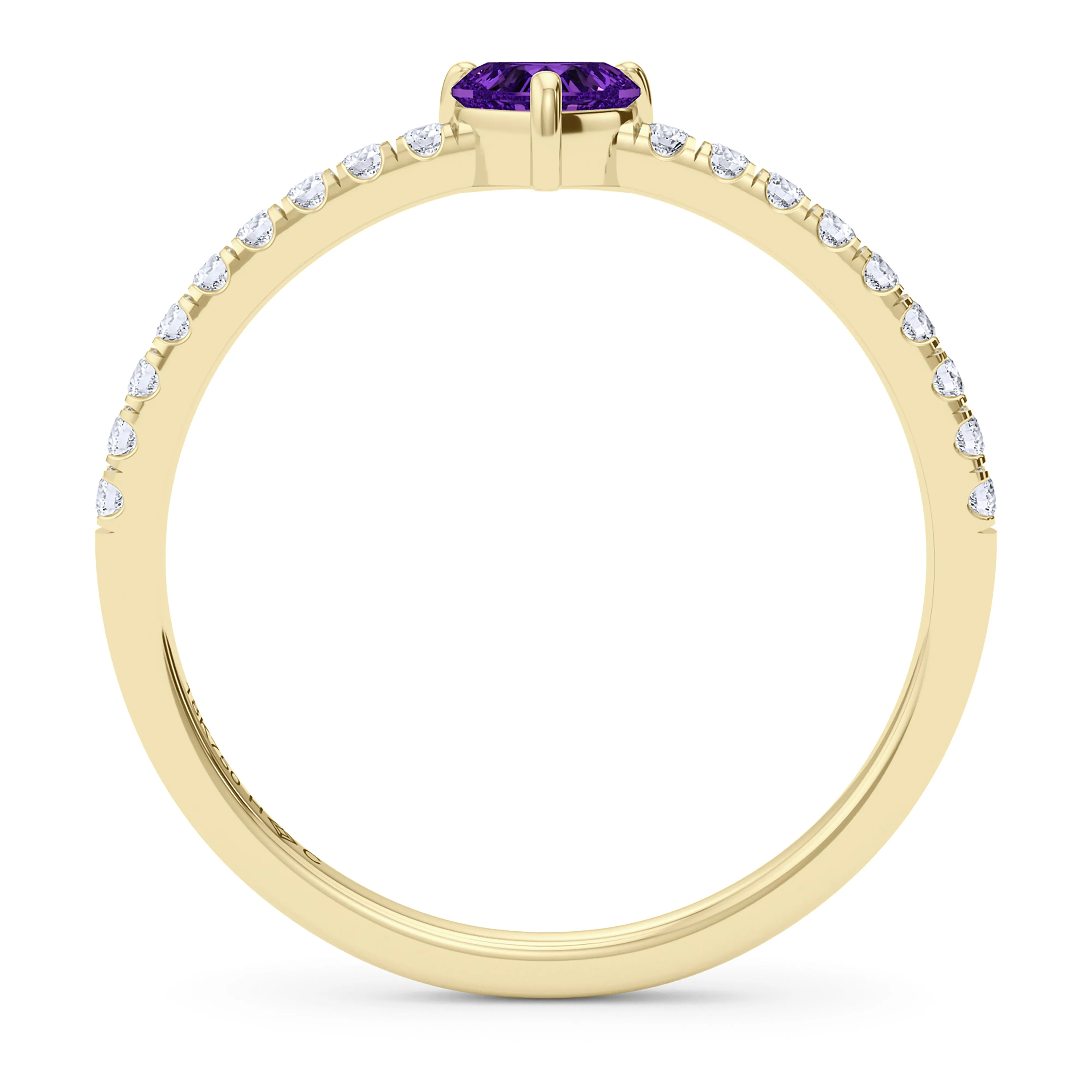 Heart Birthstone and Pave Lab Grown Diamond Ring