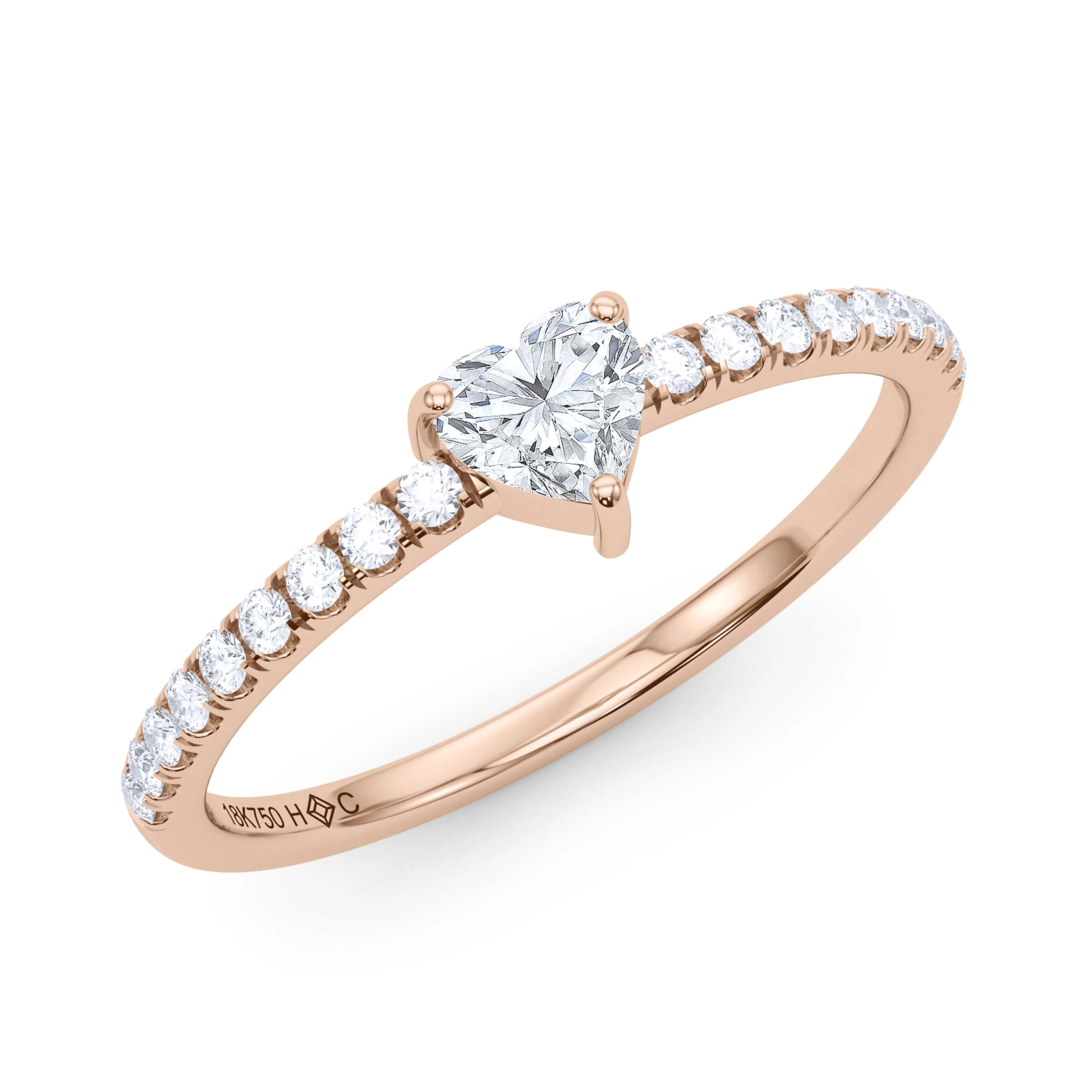Heart Birthstone and Pave Lab Grown Diamond Ring
