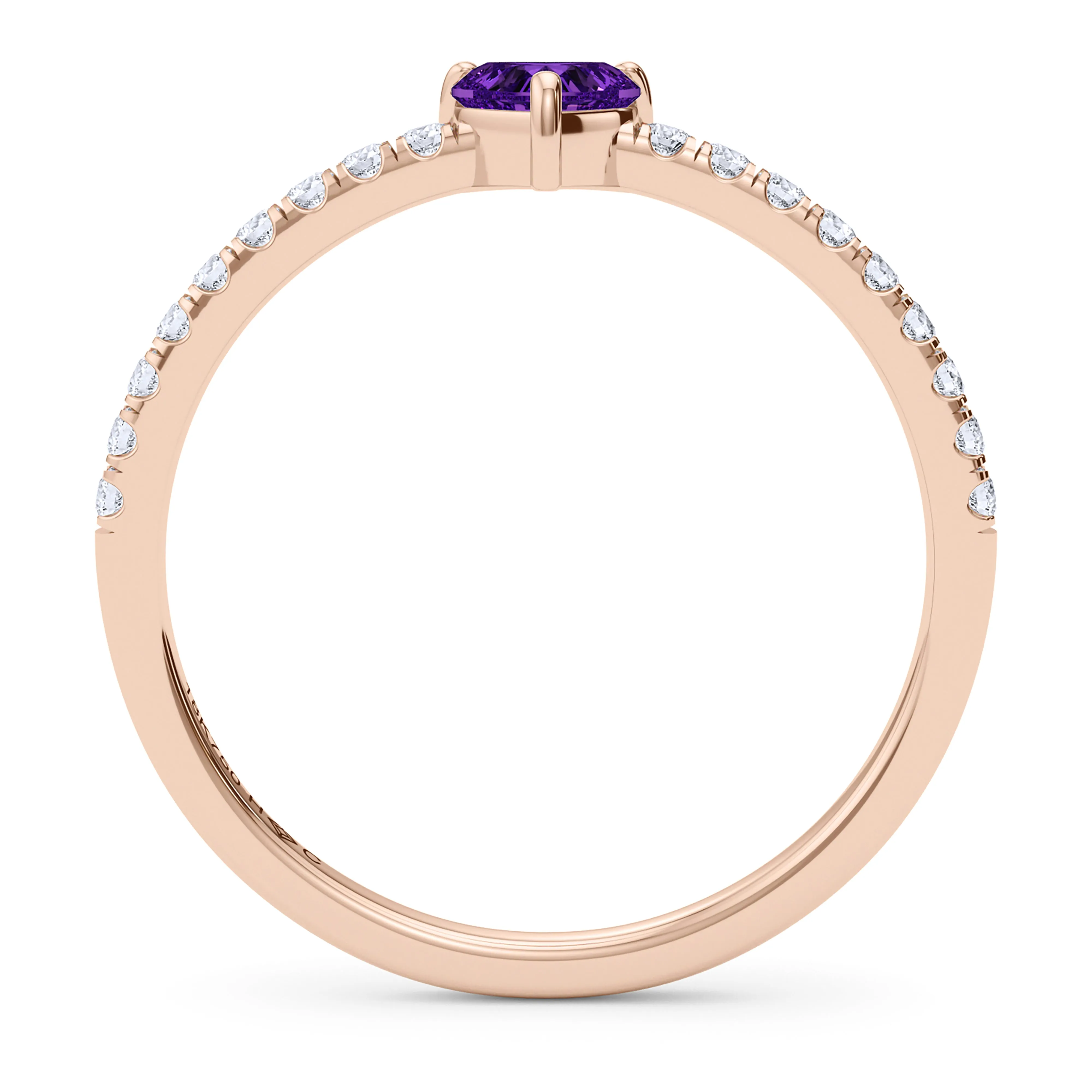 Heart Birthstone and Pave Lab Grown Diamond Ring