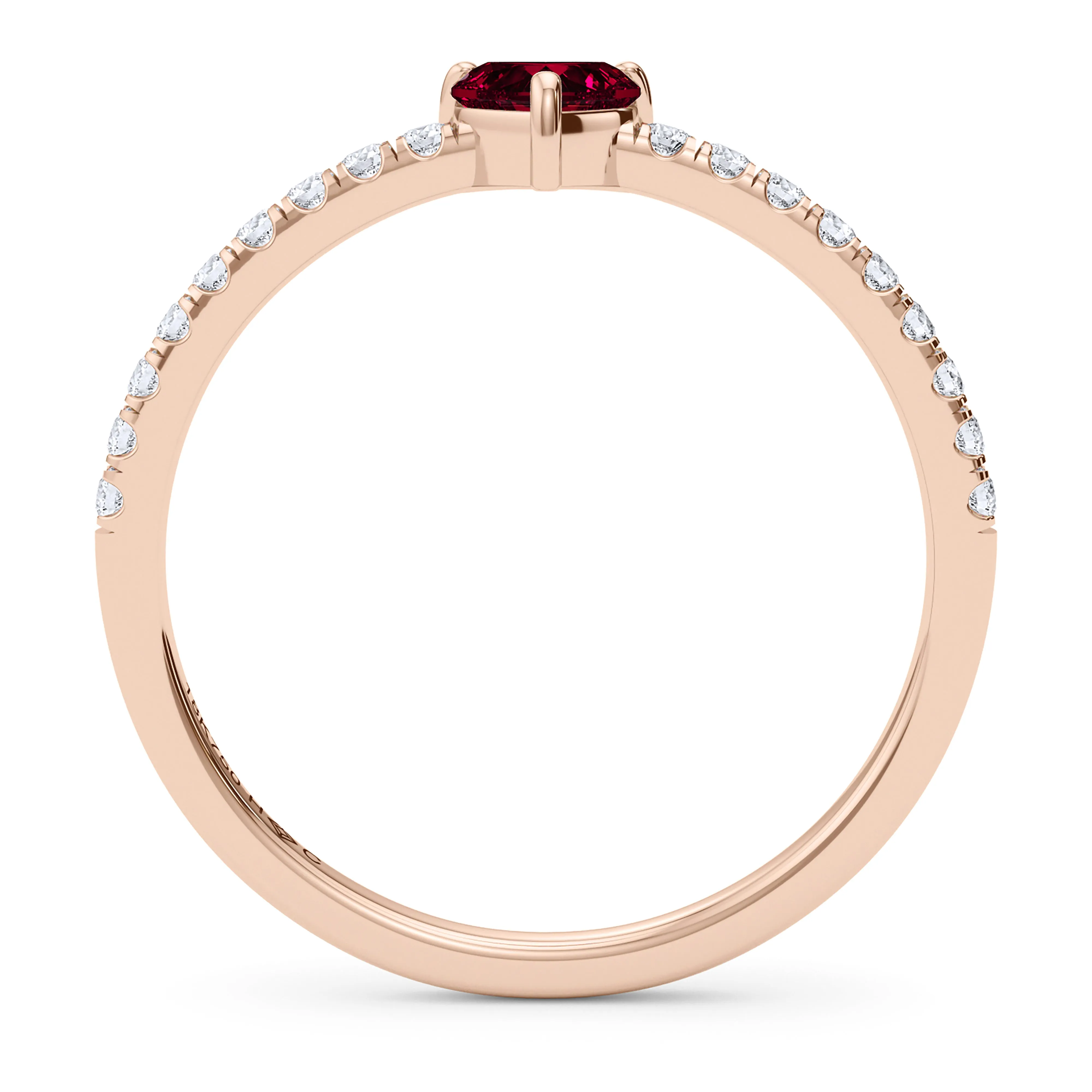 Heart Birthstone and Pave Lab Grown Diamond Ring