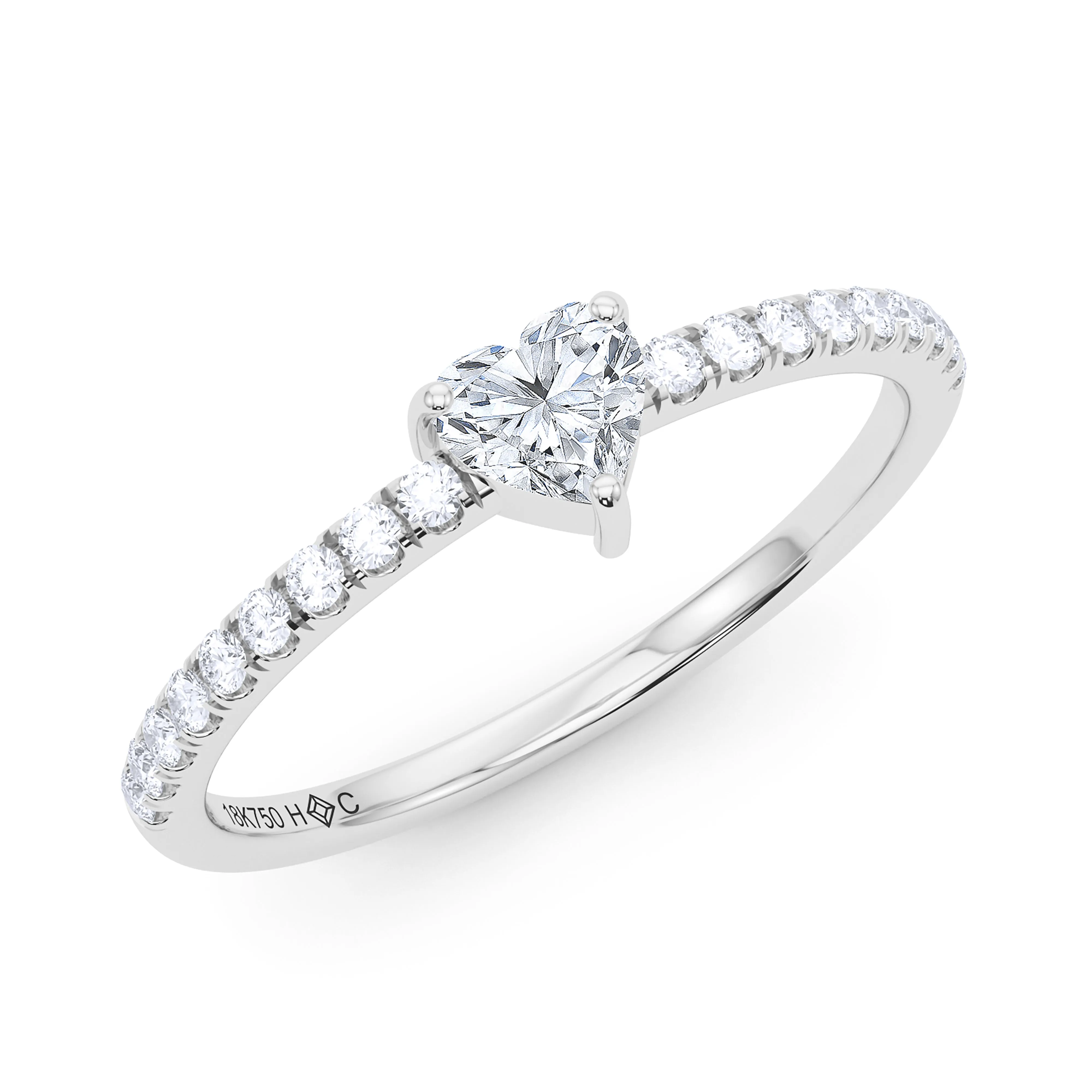 Heart Birthstone and Pave Lab Grown Diamond Ring