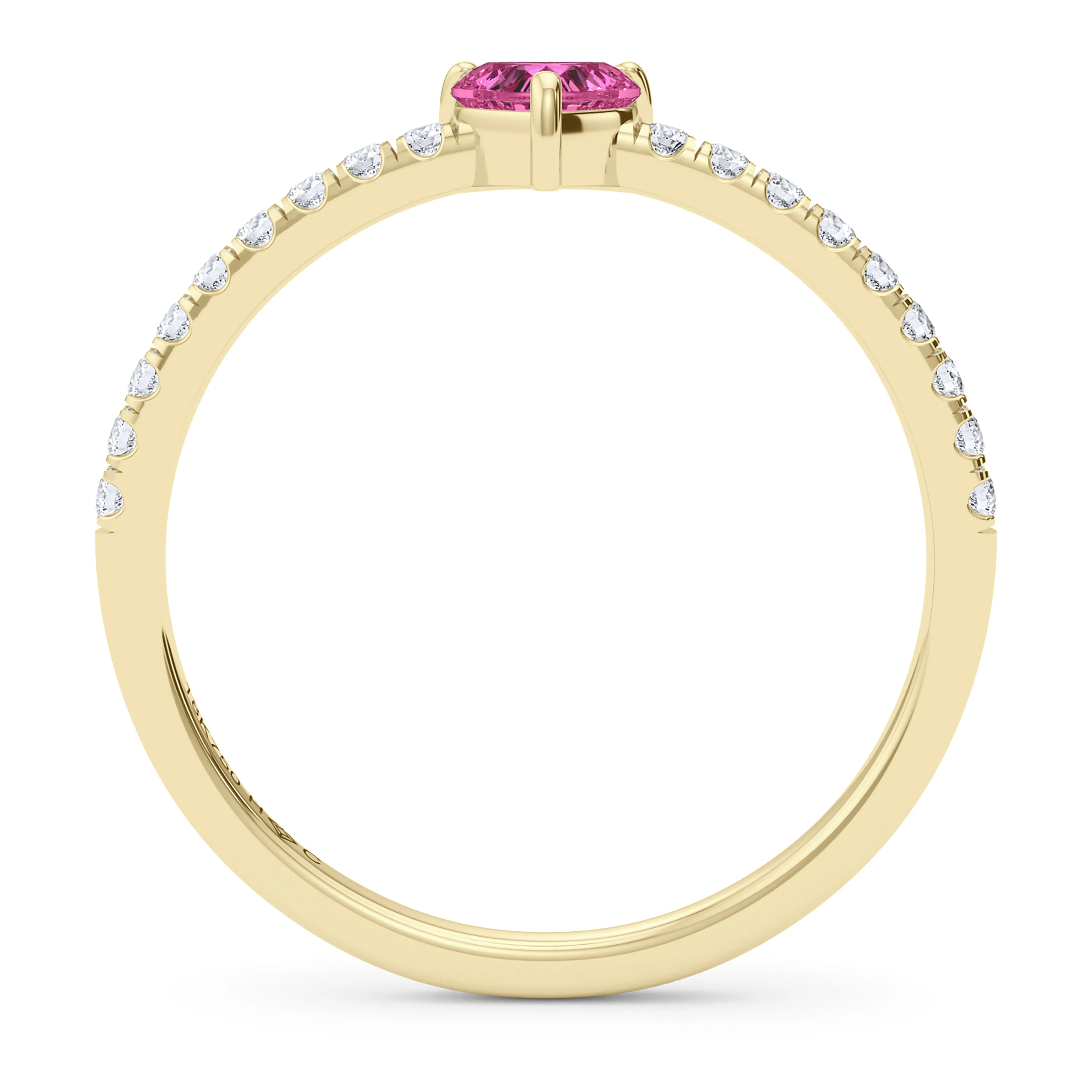 Heart Birthstone and Pave Lab Grown Diamond Ring