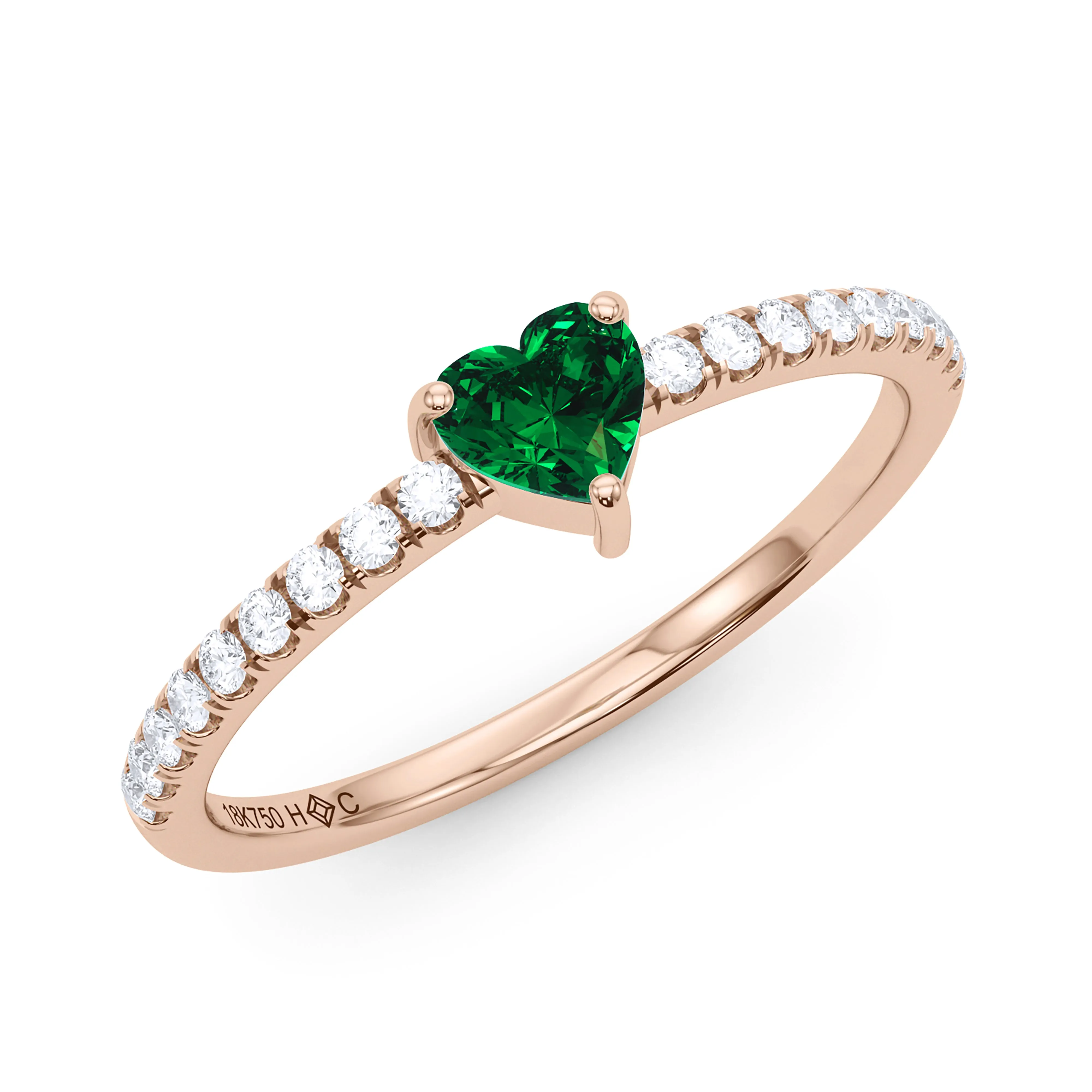 Heart Birthstone and Pave Lab Grown Diamond Ring