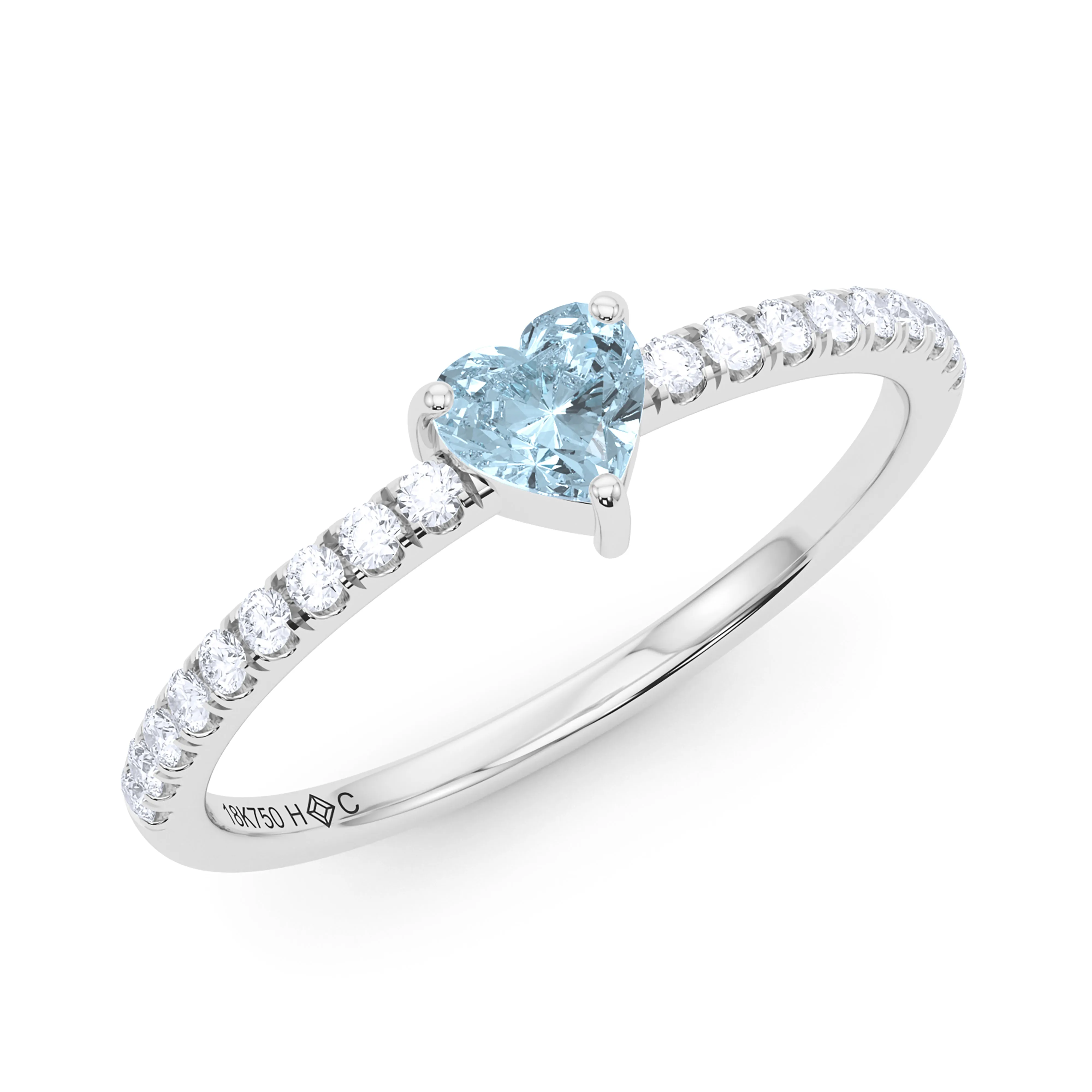 Heart Birthstone and Pave Lab Grown Diamond Ring