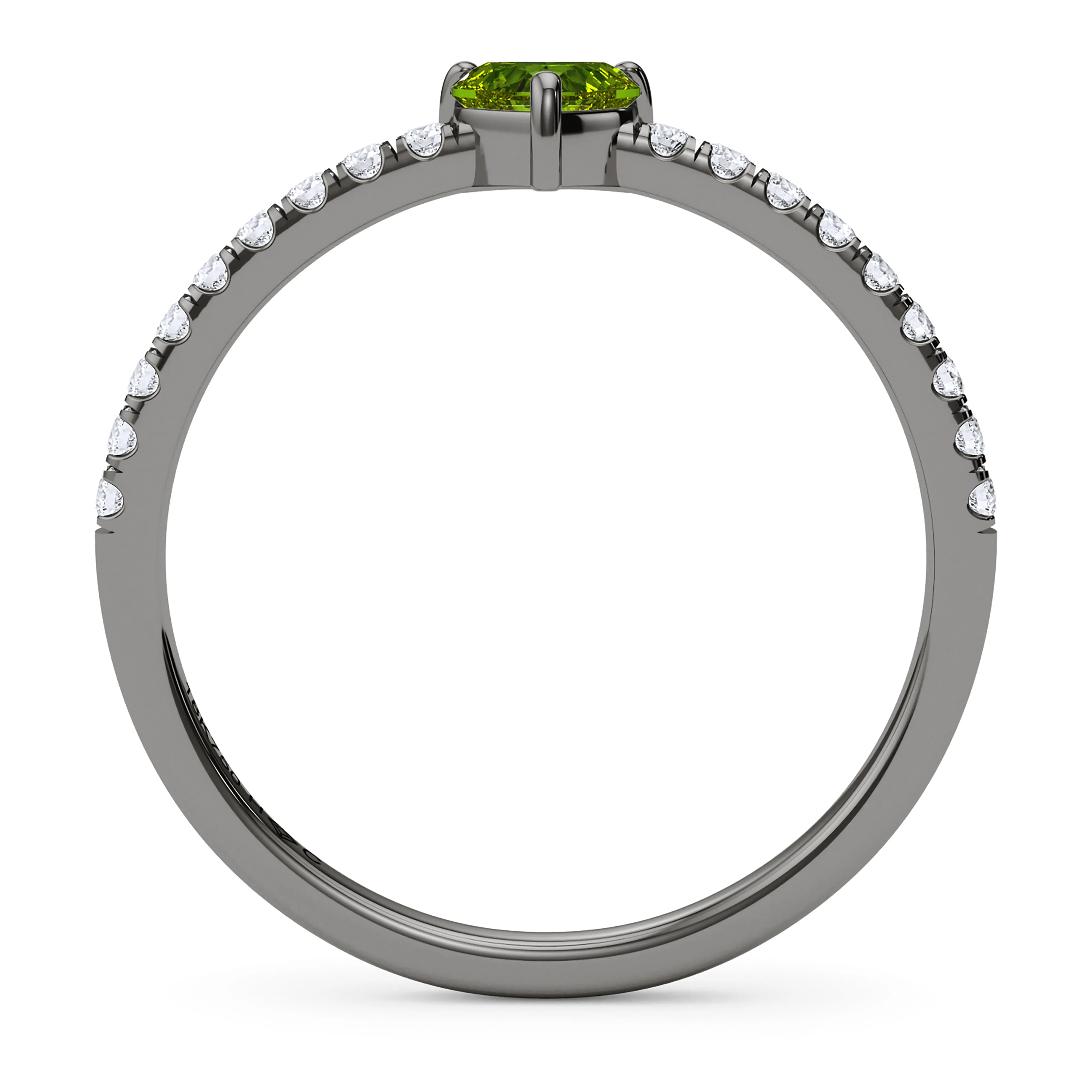 Heart Birthstone and Pave Lab Grown Diamond Ring
