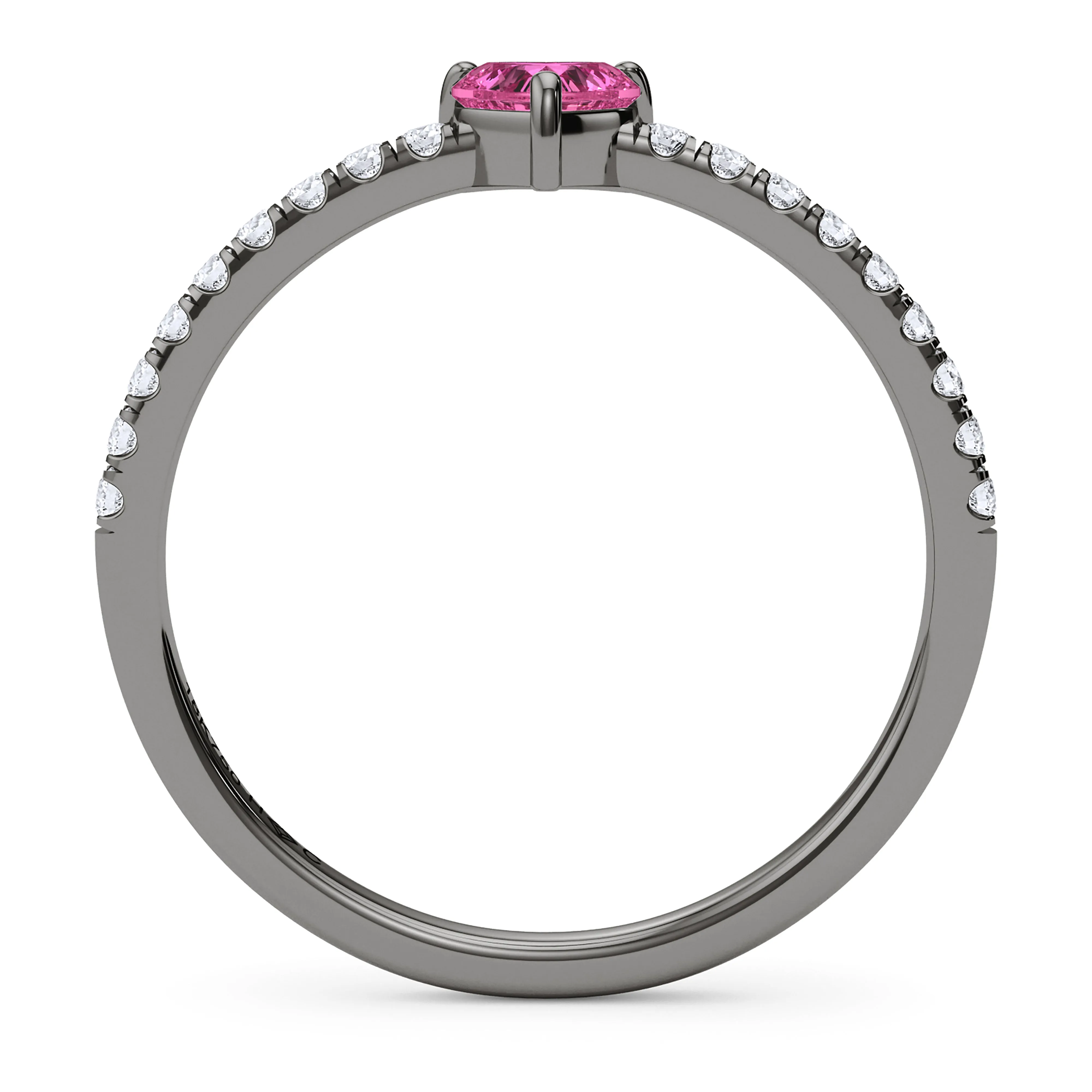Heart Birthstone and Pave Lab Grown Diamond Ring