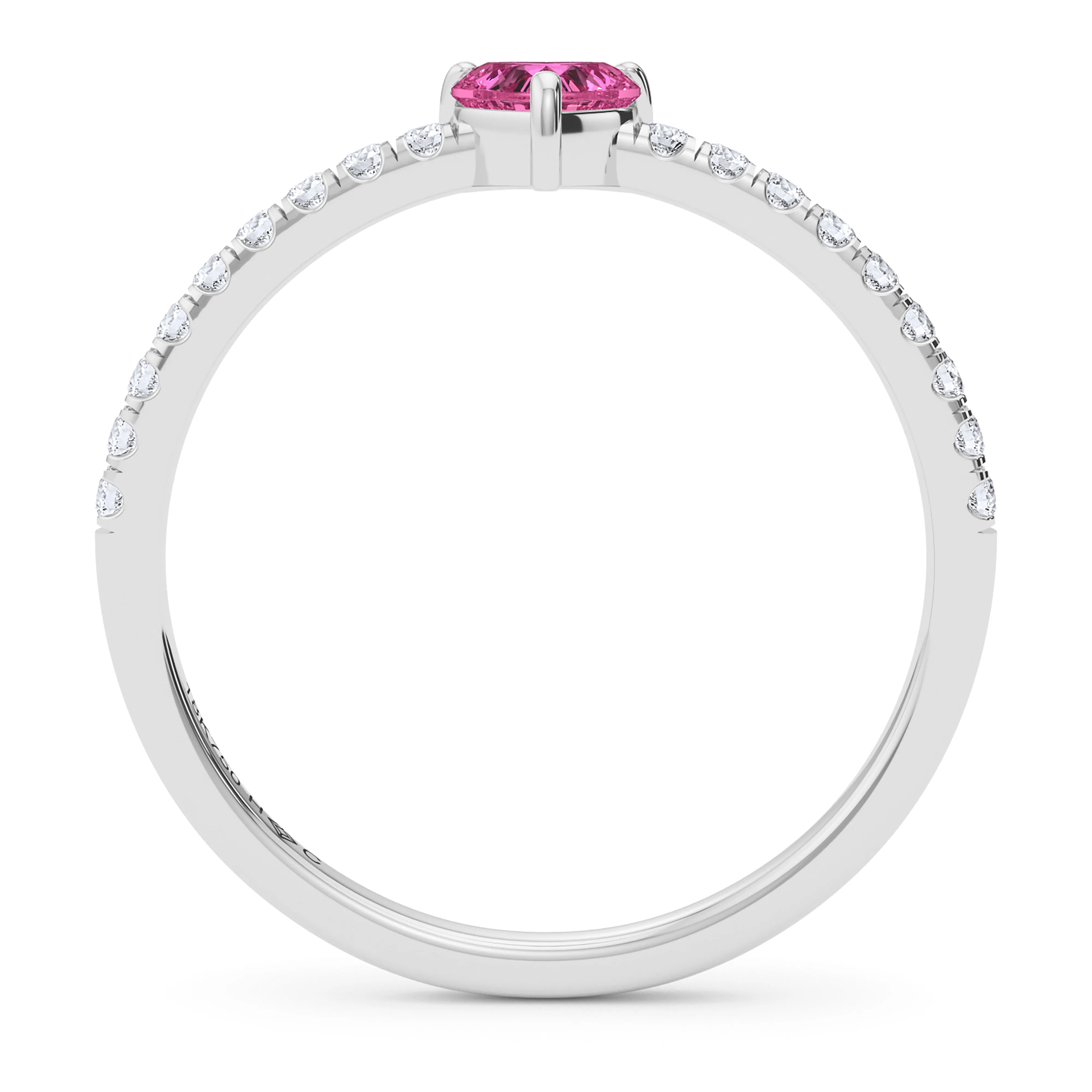Heart Birthstone and Pave Lab Grown Diamond Ring