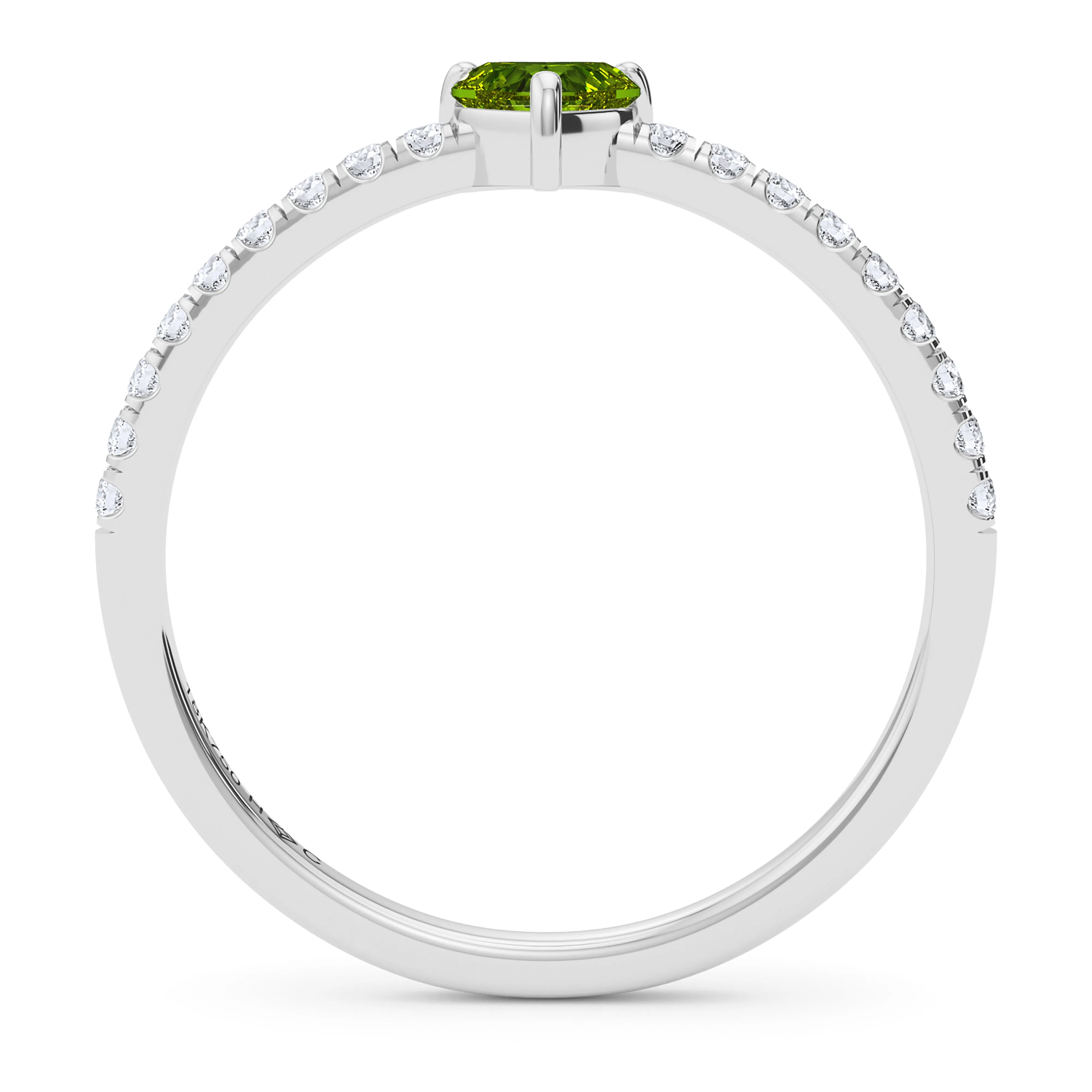 Heart Birthstone and Pave Lab Grown Diamond Ring