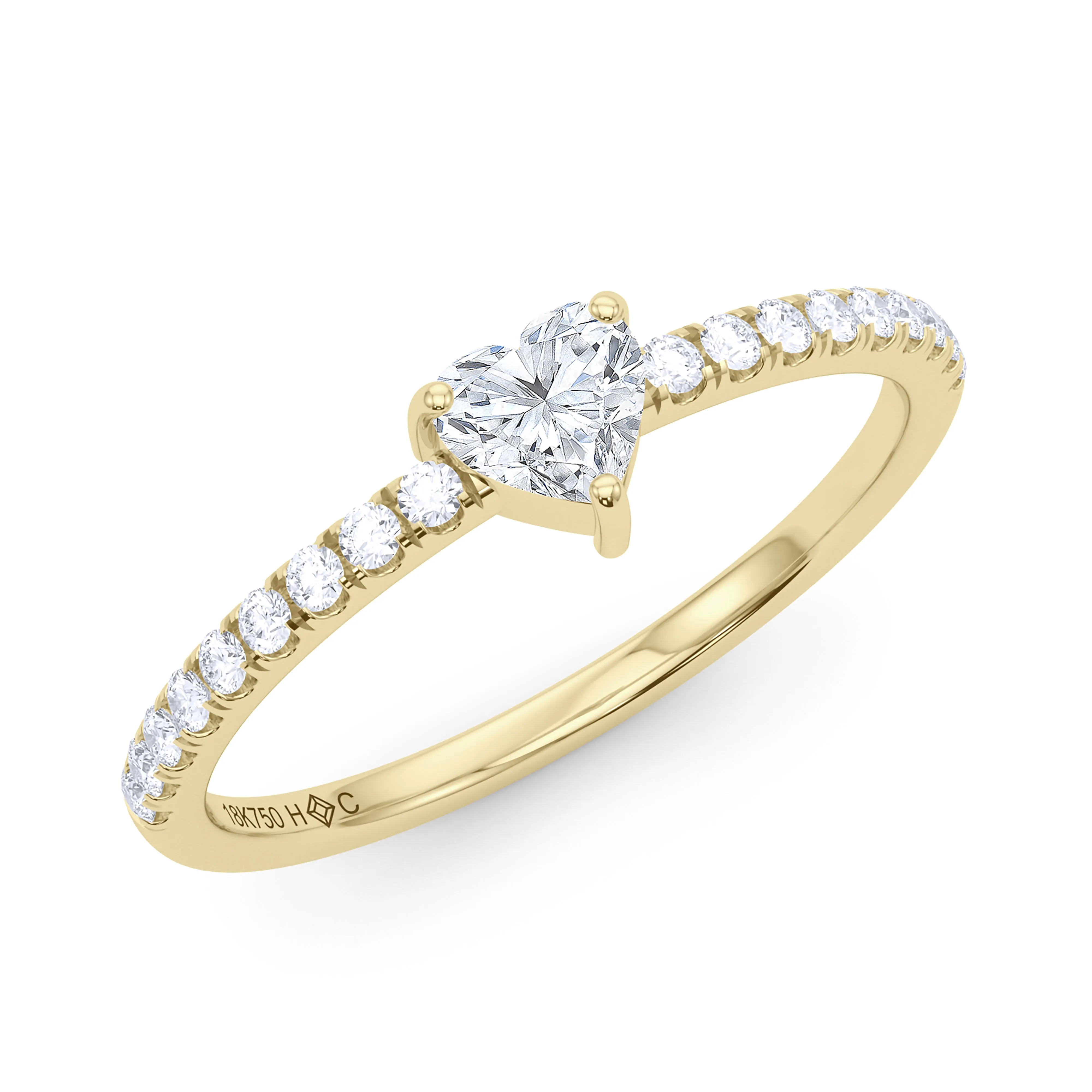 Heart Birthstone and Pave Lab Grown Diamond Ring