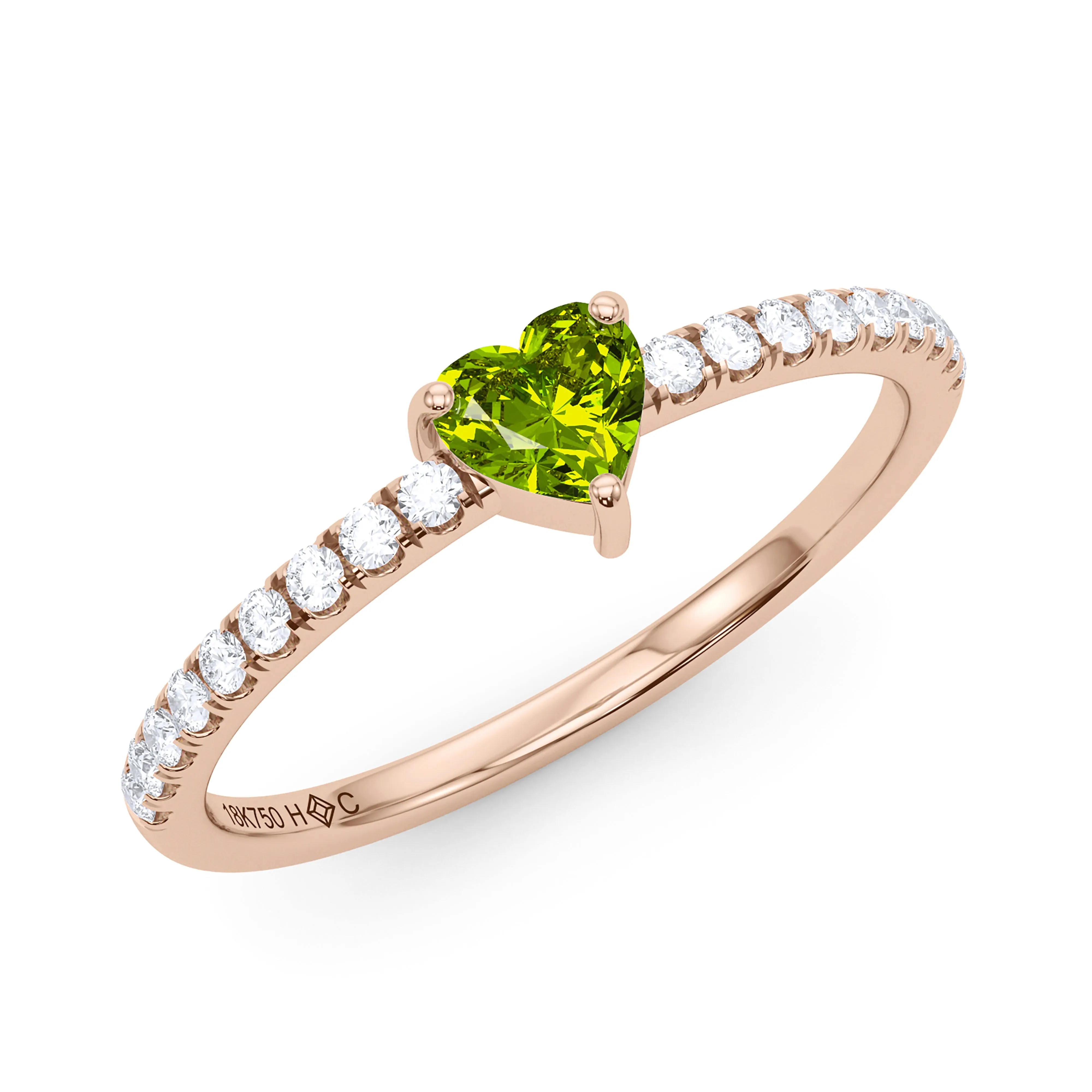 Heart Birthstone and Pave Lab Grown Diamond Ring
