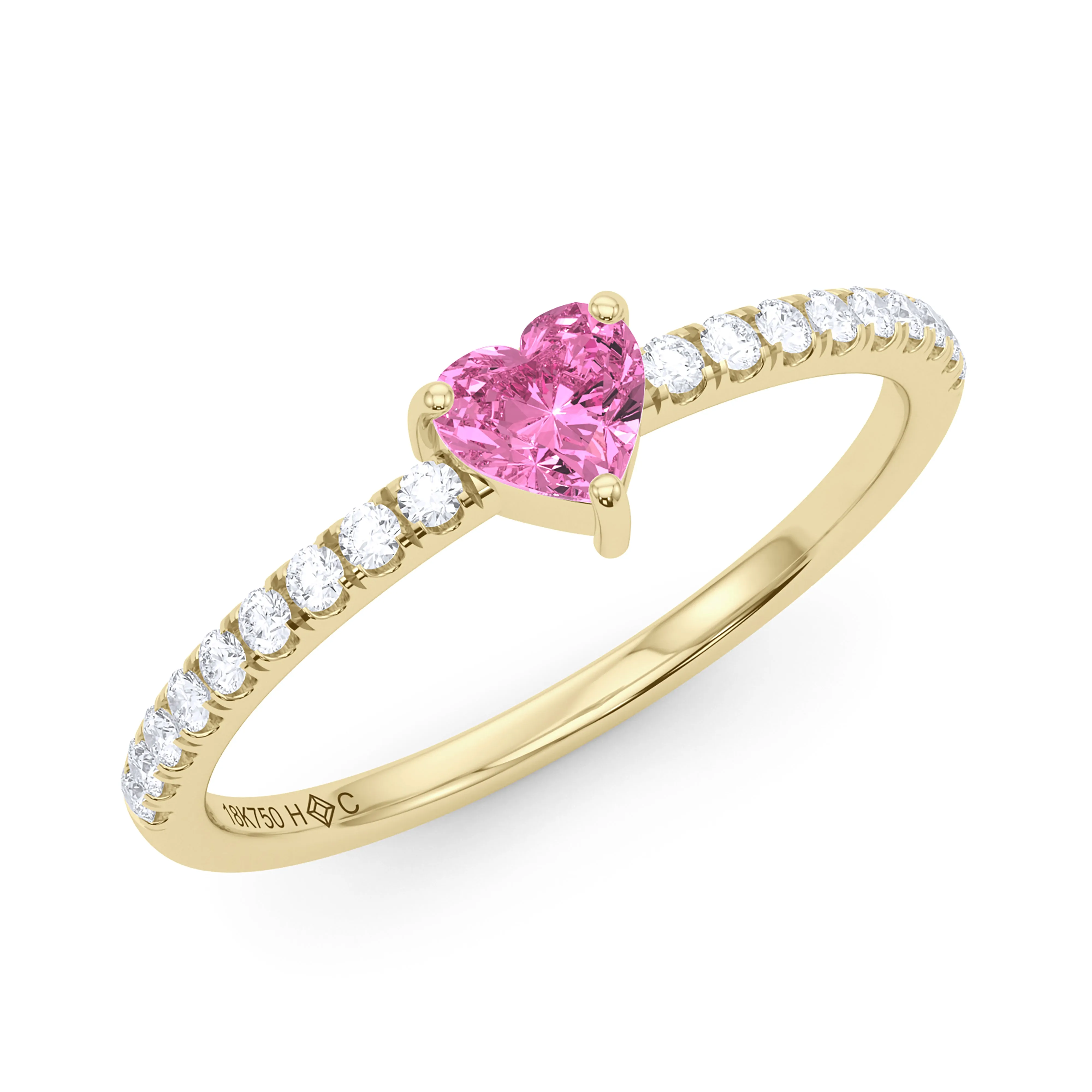 Heart Birthstone and Pave Lab Grown Diamond Ring
