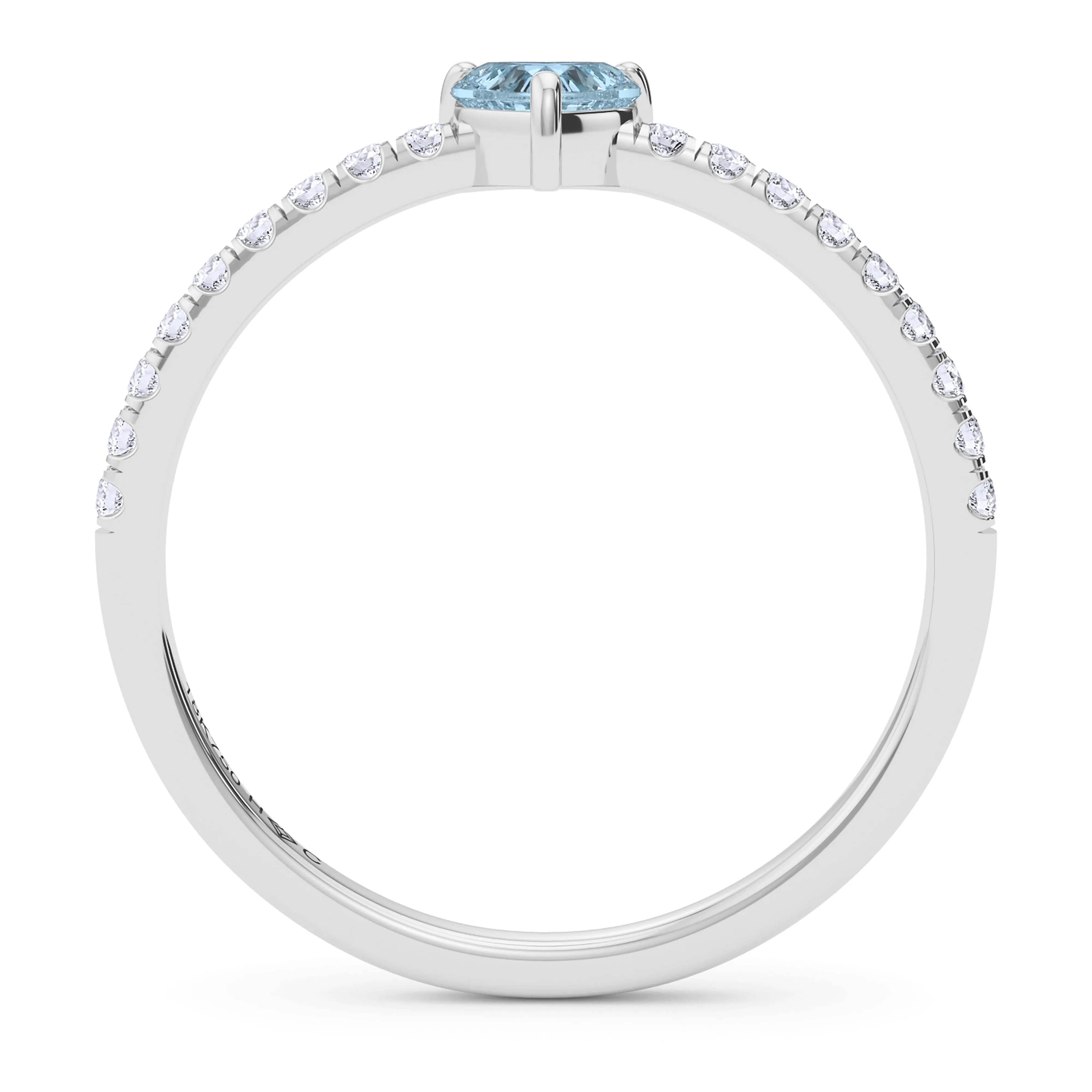 Heart Birthstone and Pave Lab Grown Diamond Ring