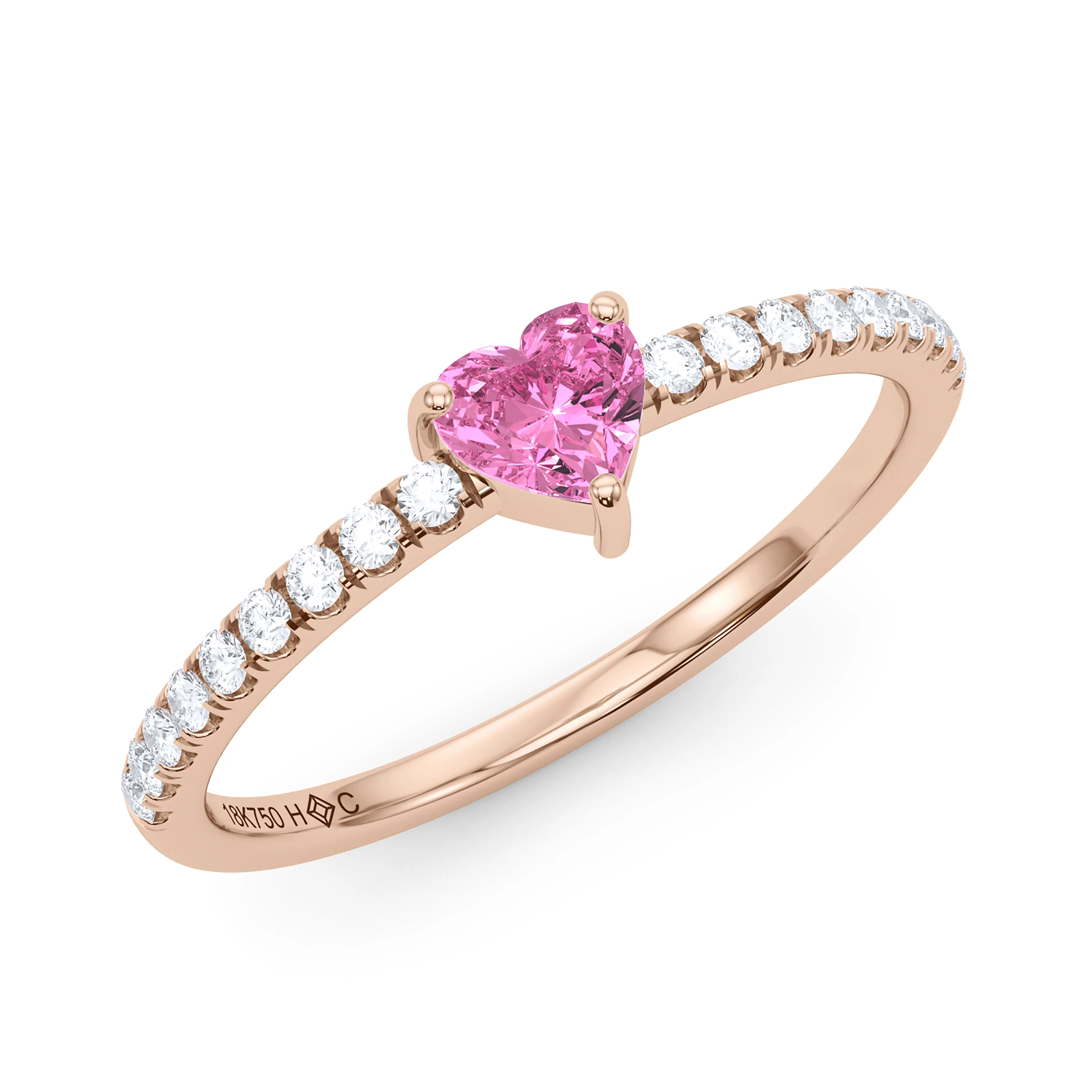 Heart Birthstone and Pave Lab Grown Diamond Ring