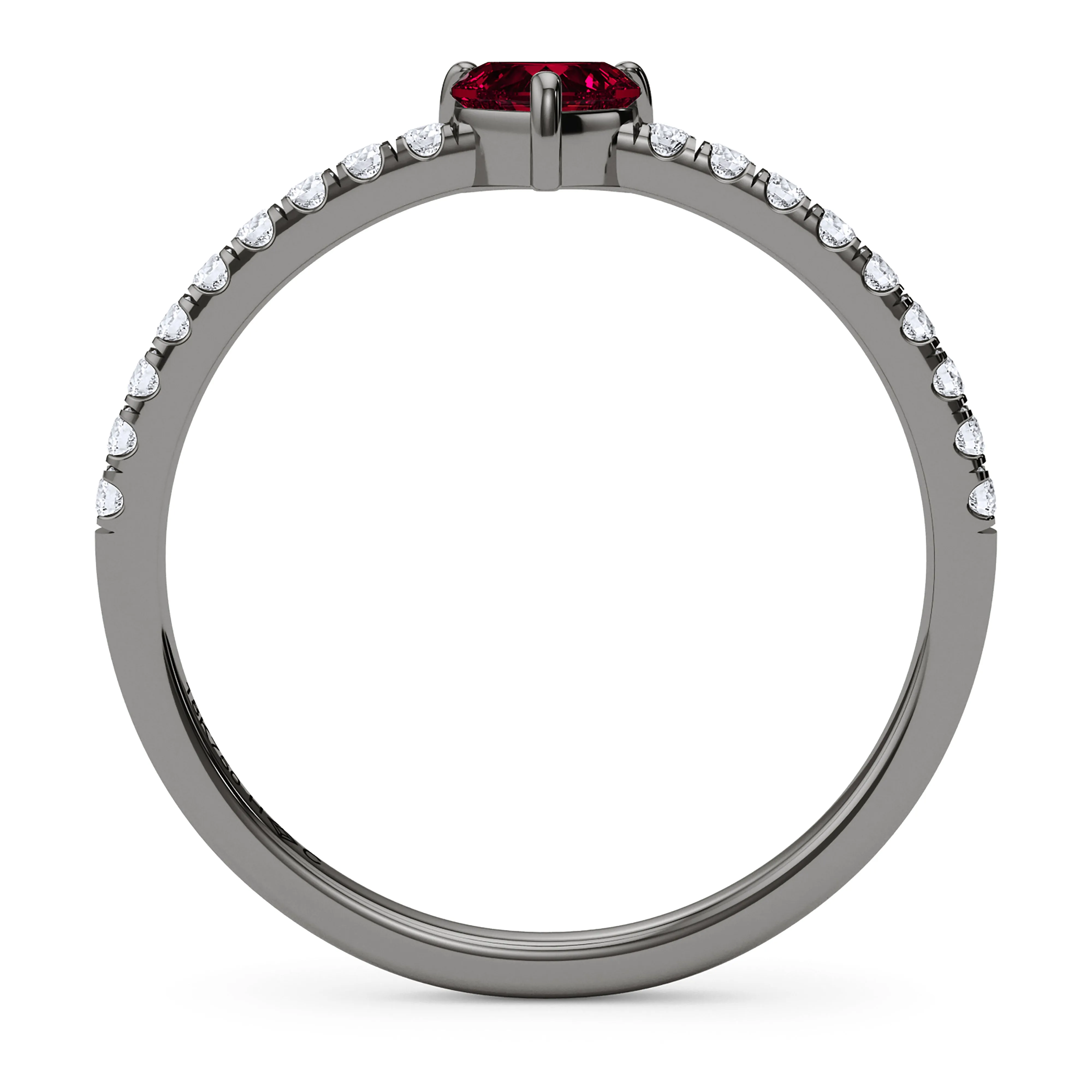Heart Birthstone and Pave Lab Grown Diamond Ring