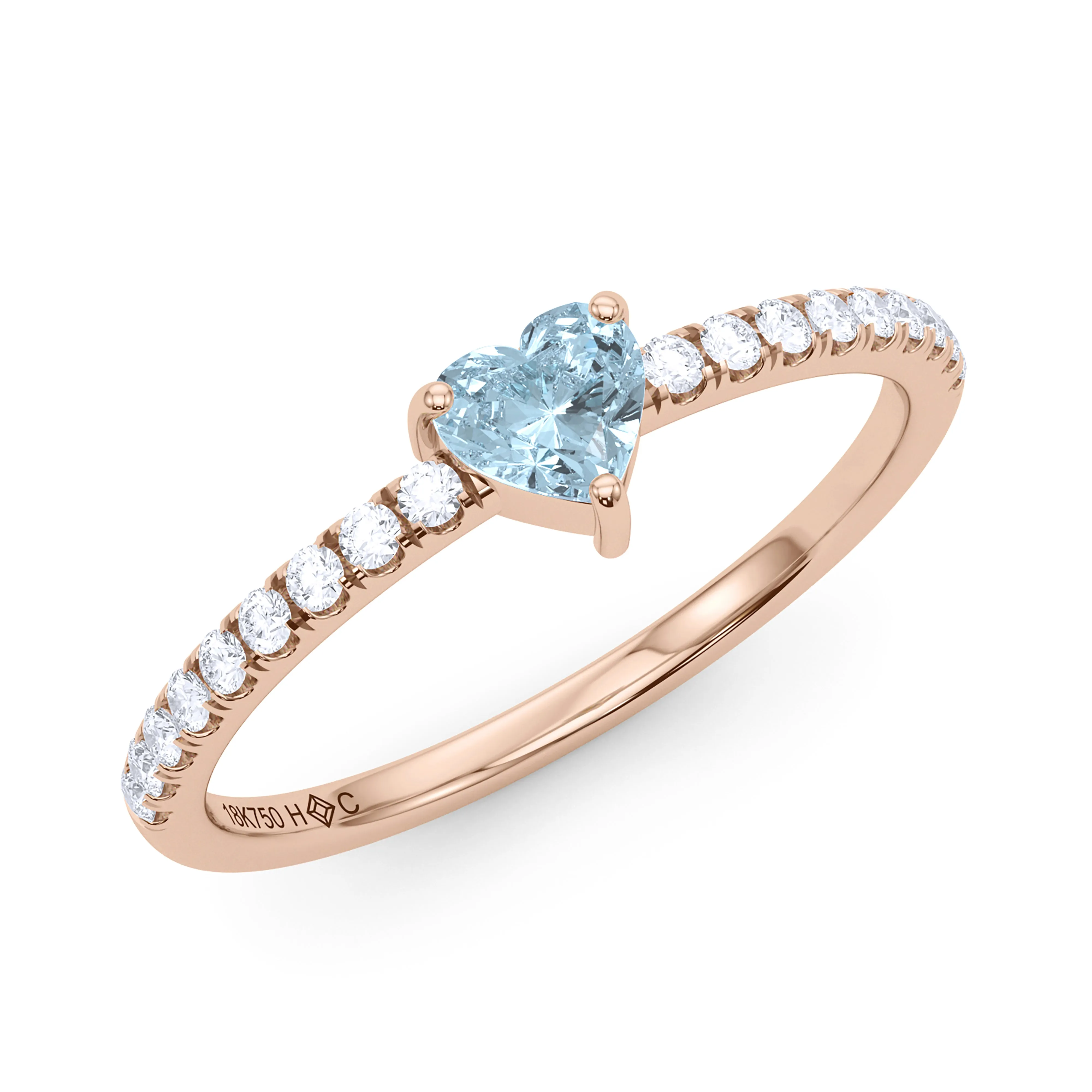Heart Birthstone and Pave Lab Grown Diamond Ring
