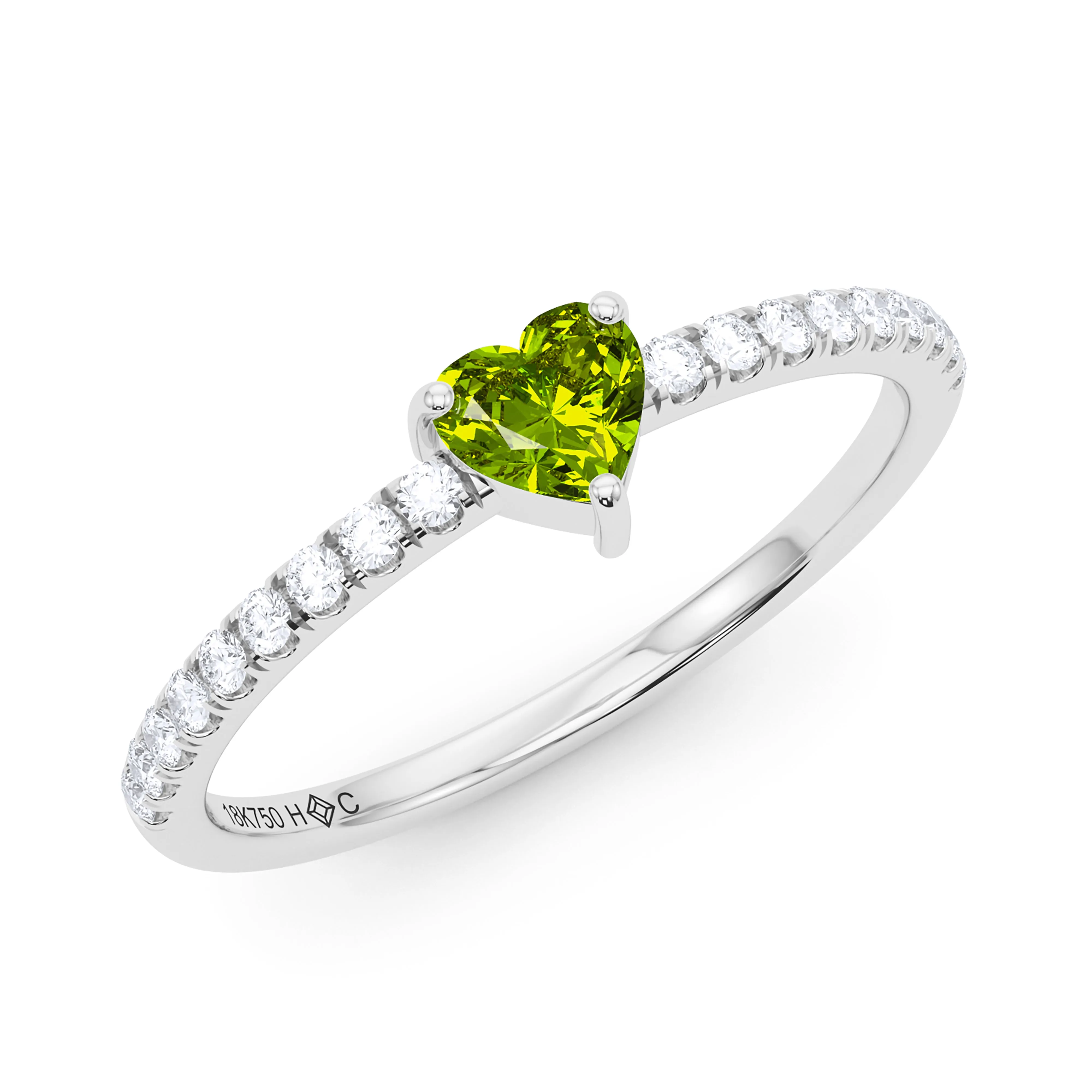 Heart Birthstone and Pave Lab Grown Diamond Ring