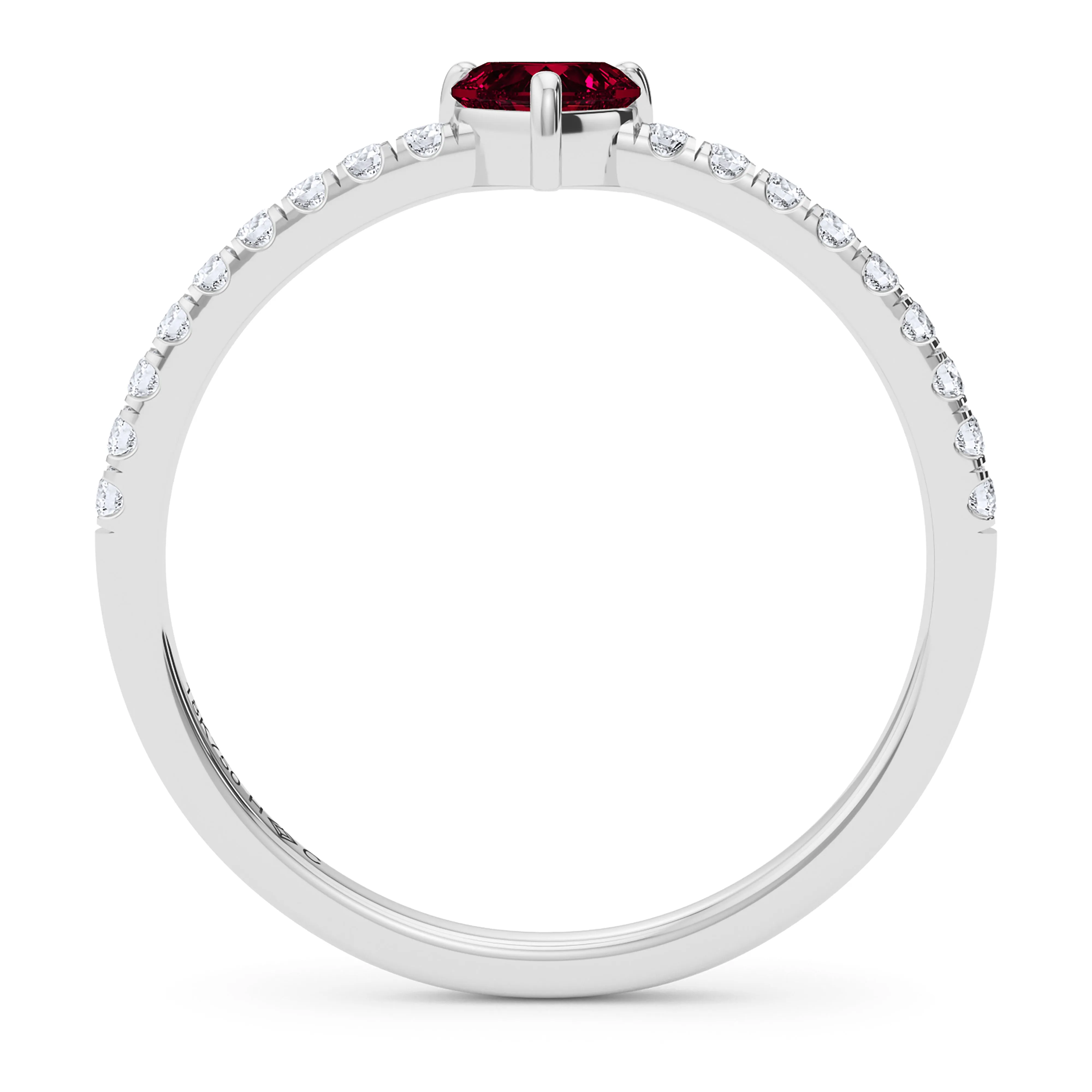 Heart Birthstone and Pave Lab Grown Diamond Ring