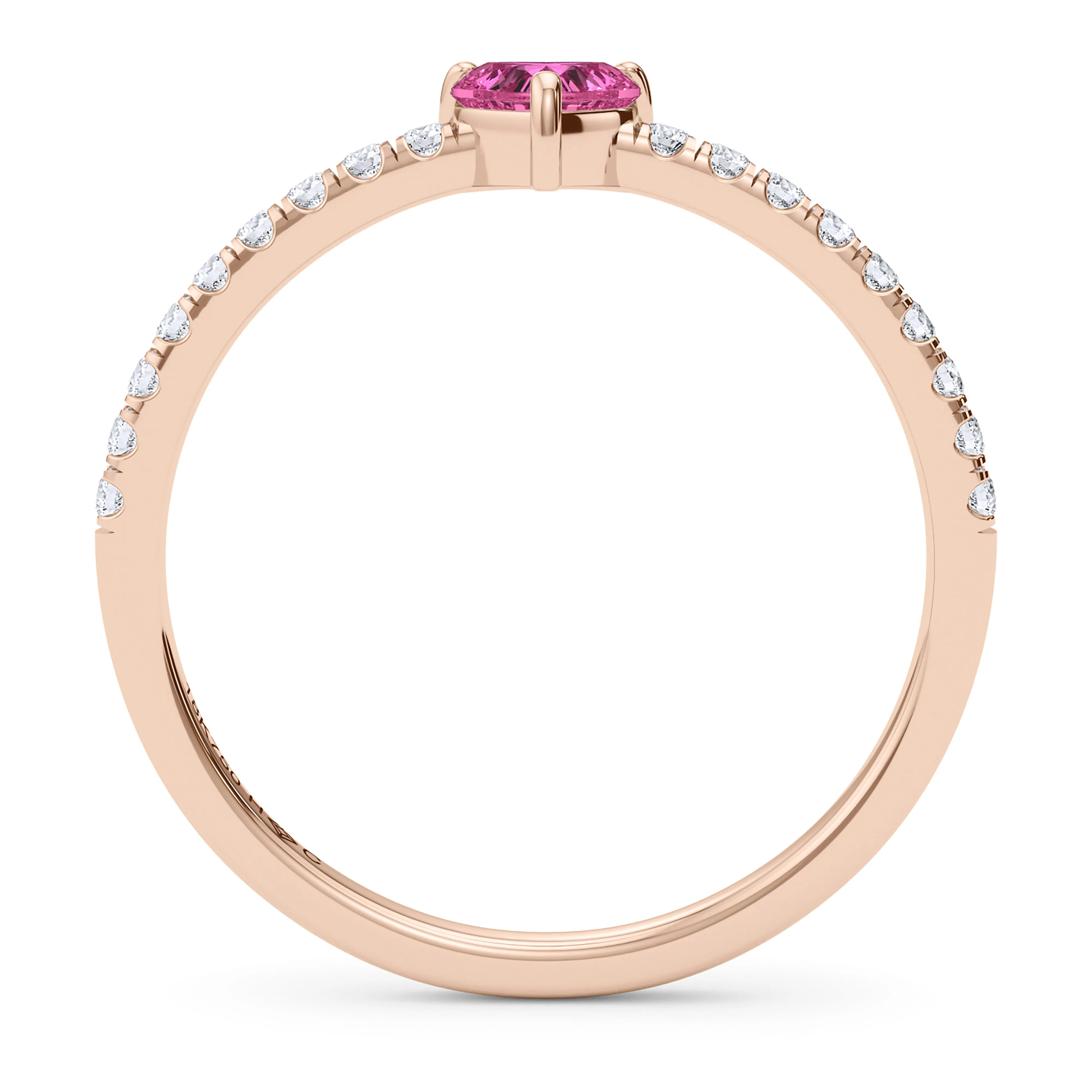 Heart Birthstone and Pave Lab Grown Diamond Ring