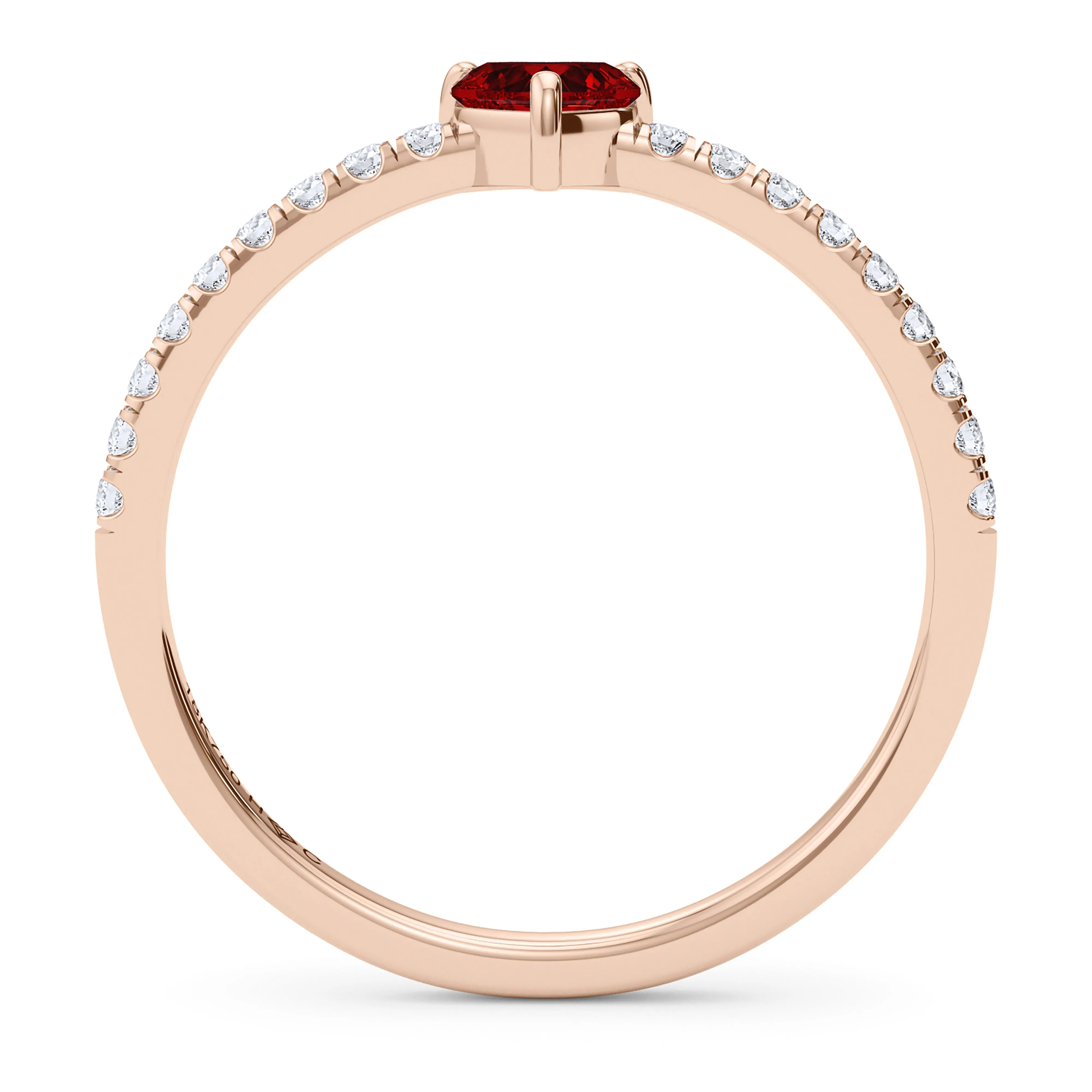 Heart Birthstone and Pave Lab Grown Diamond Ring