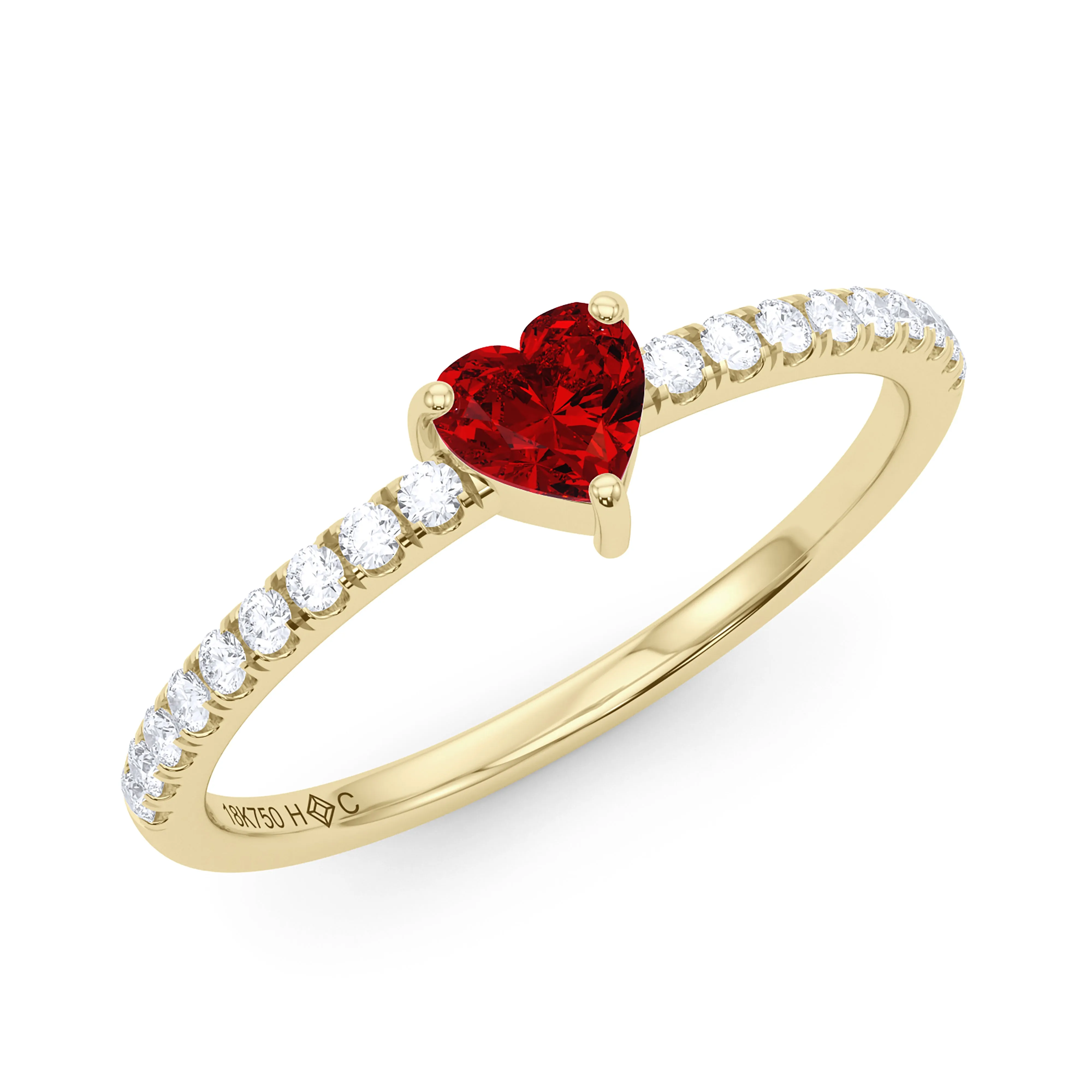 Heart Birthstone and Pave Lab Grown Diamond Ring