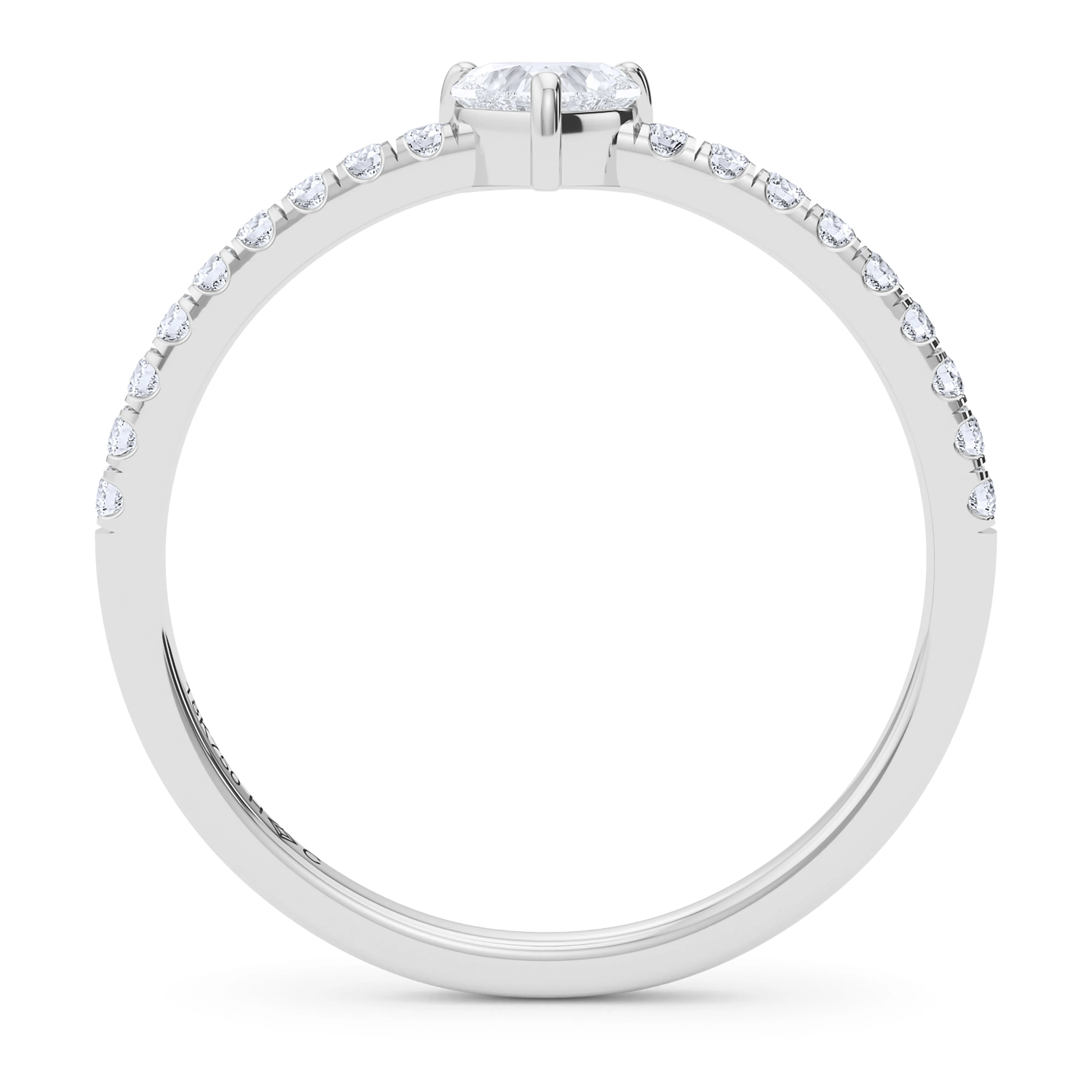 Heart Birthstone and Pave Lab Grown Diamond Ring
