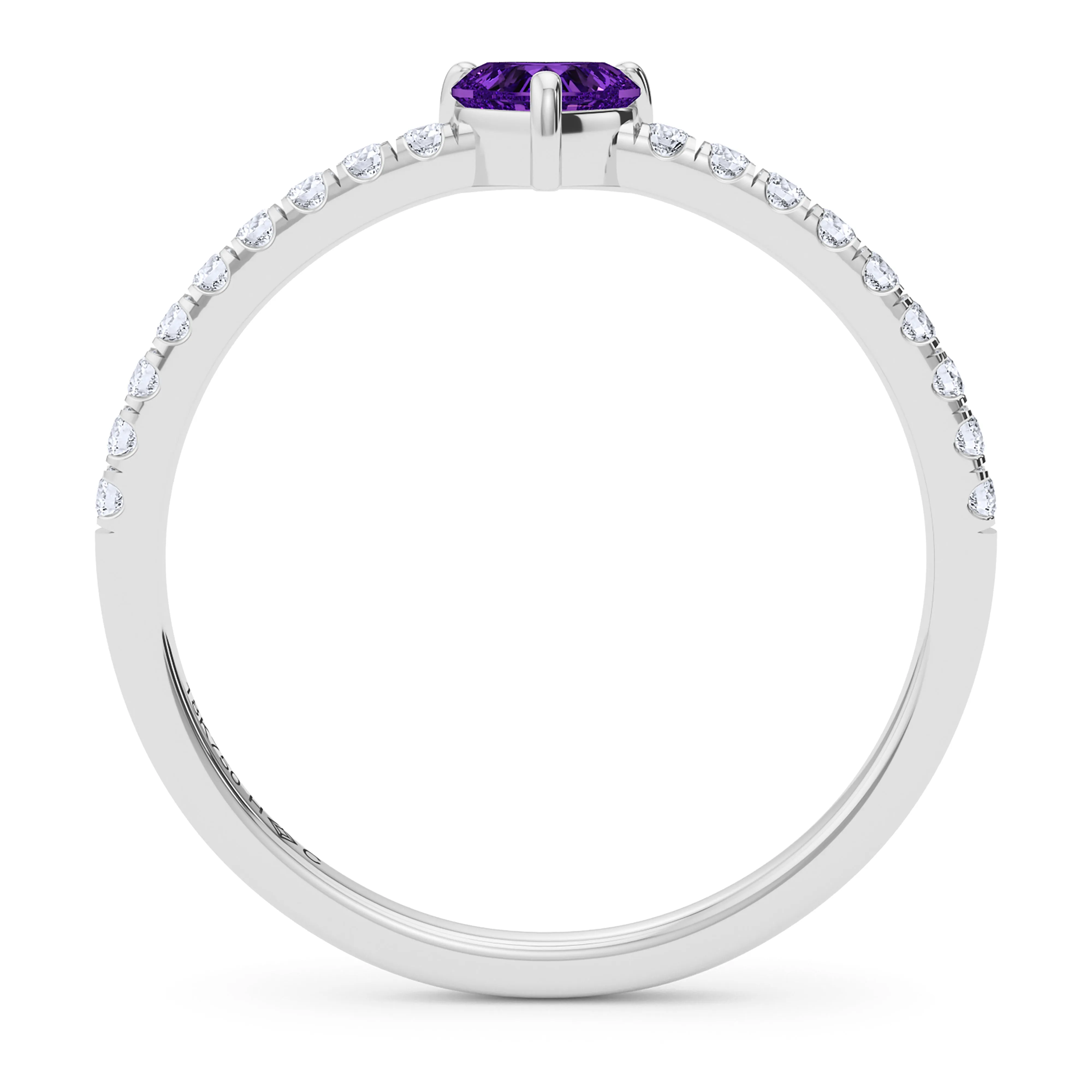 Heart Birthstone and Pave Lab Grown Diamond Ring