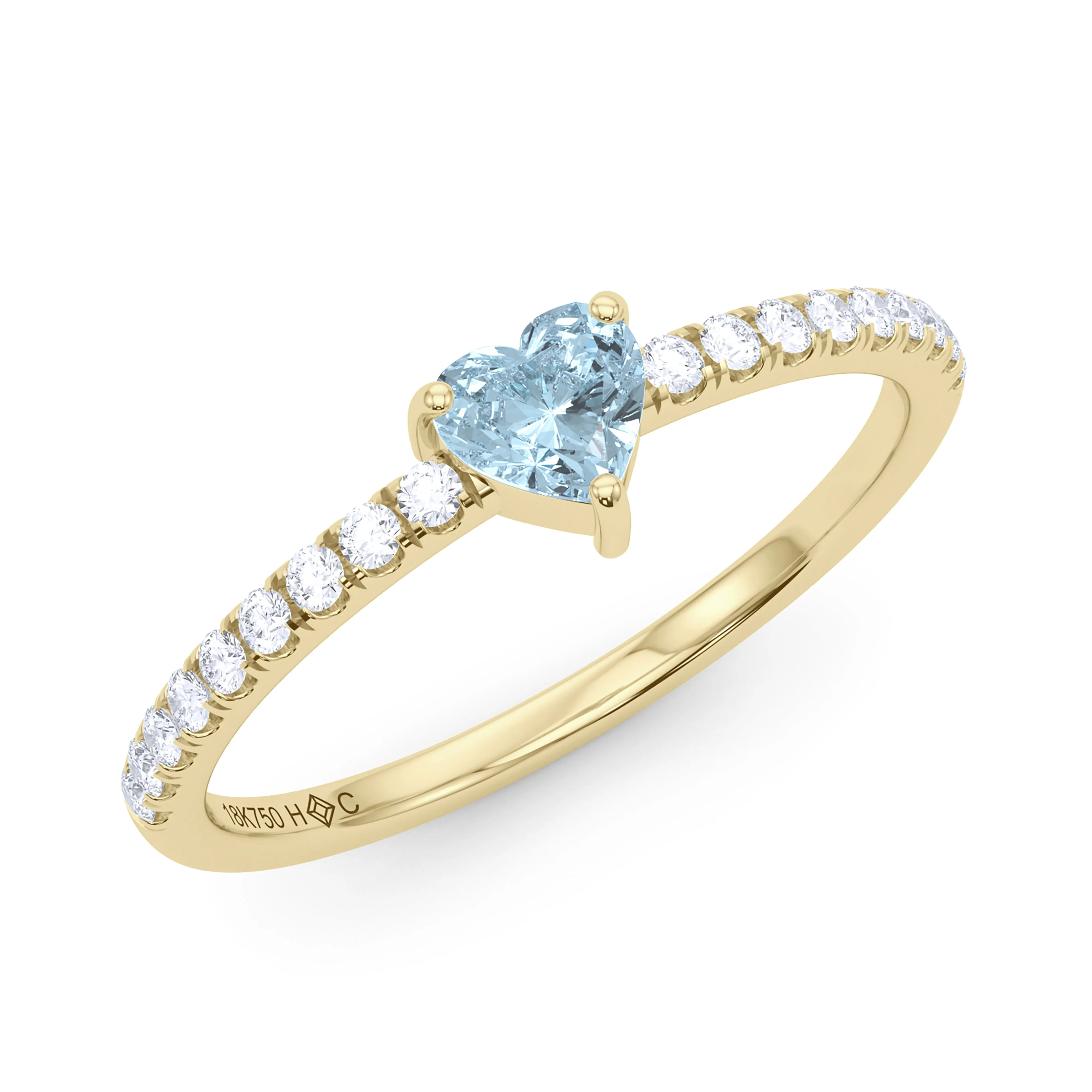 Heart Birthstone and Pave Lab Grown Diamond Ring