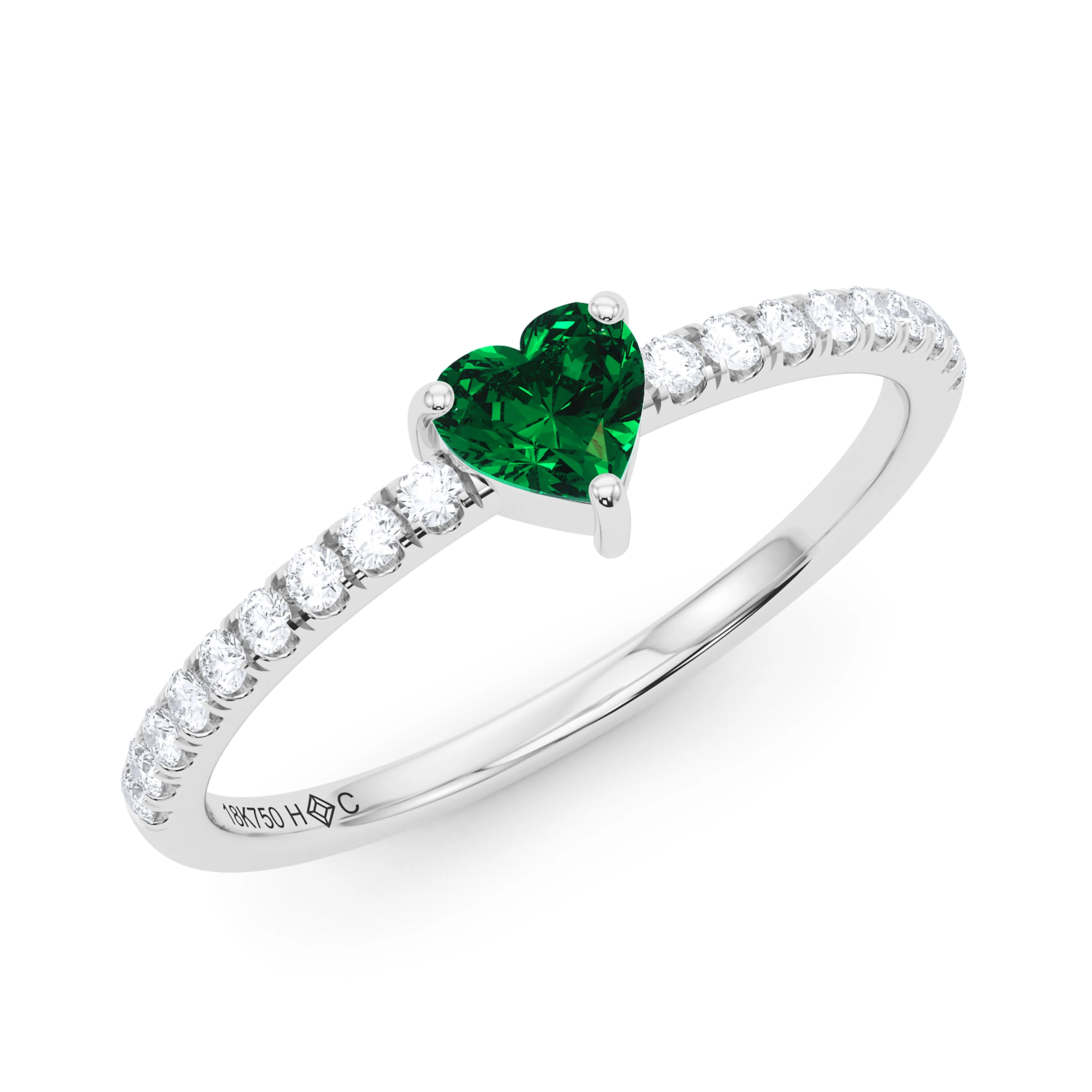 Heart Birthstone and Pave Lab Grown Diamond Ring