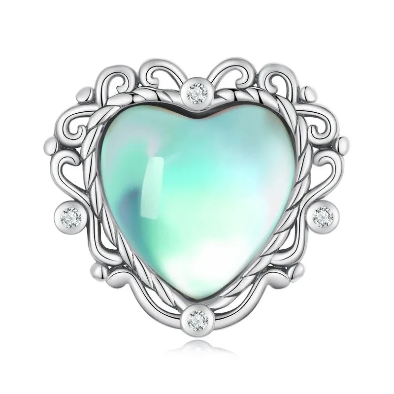 Heart-Shaped Charms with Colorful Diamond