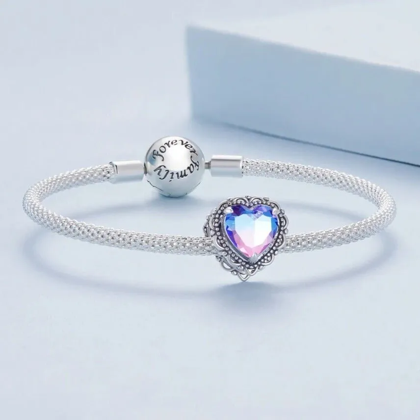 Heart-Shaped Charms with Colorful Diamond