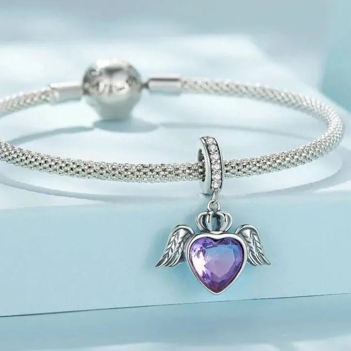 Heart-Shaped Charms with Colorful Diamond
