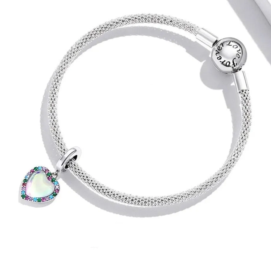 Heart-Shaped Charms with Colorful Diamond