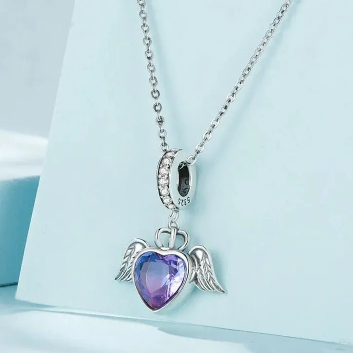 Heart-Shaped Charms with Colorful Diamond
