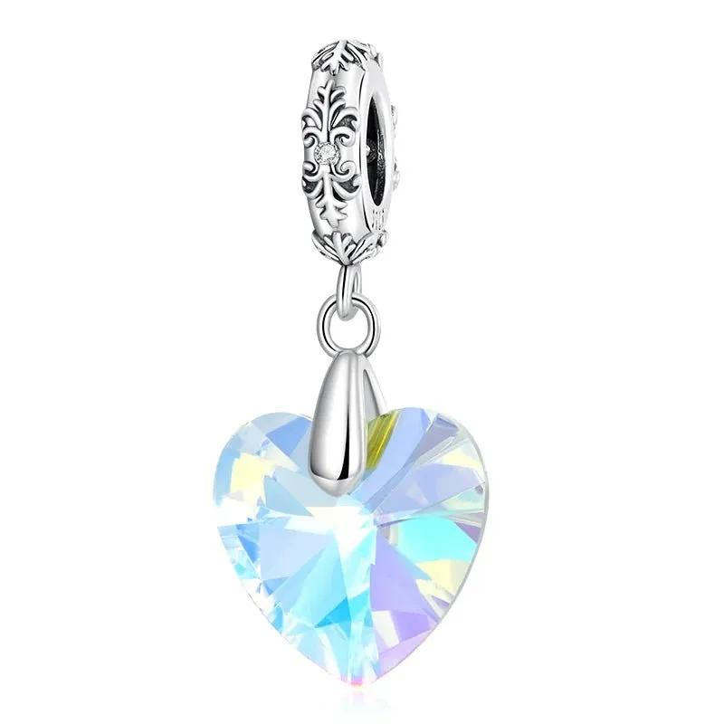 Heart-Shaped Charms with Colorful Diamond