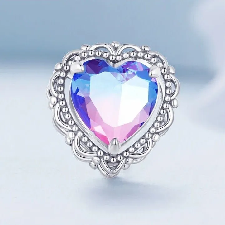 Heart-Shaped Charms with Colorful Diamond