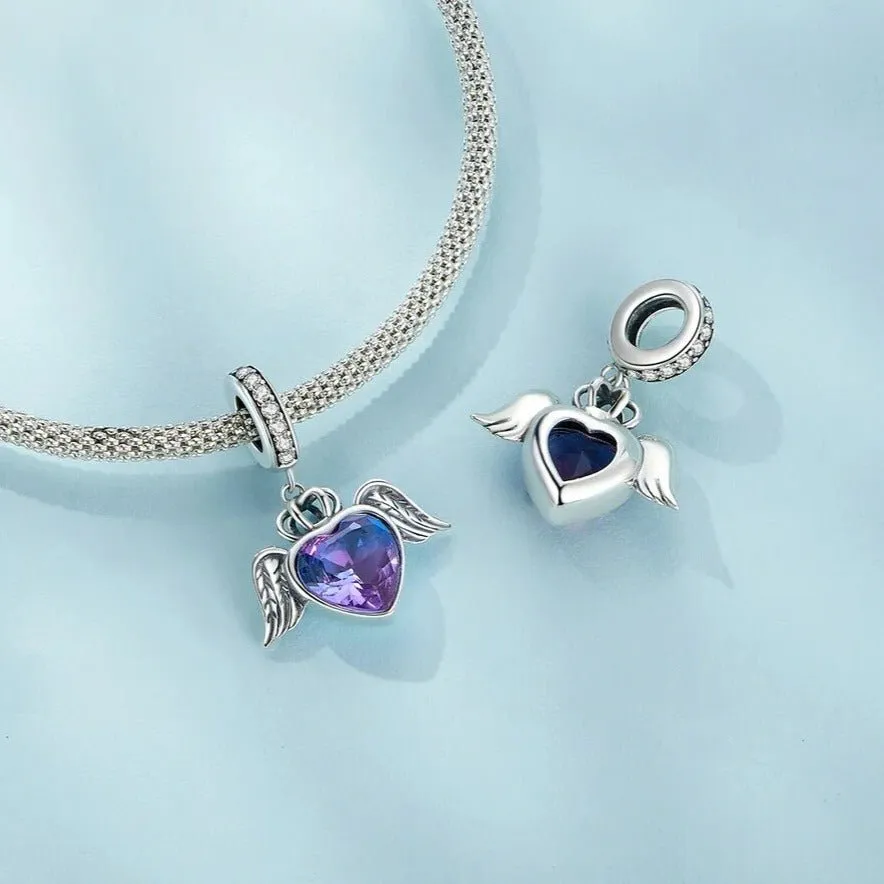 Heart-Shaped Charms with Colorful Diamond