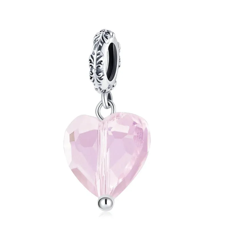 Heart-Shaped Charms with Colorful Diamond