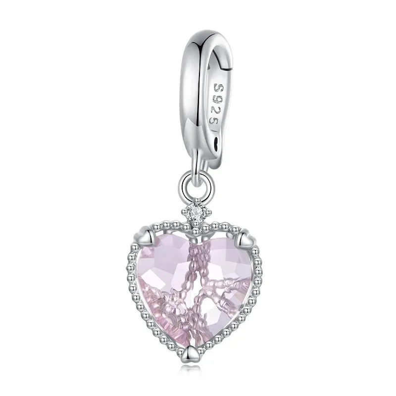 Heart-Shaped Charms with Colorful Diamond