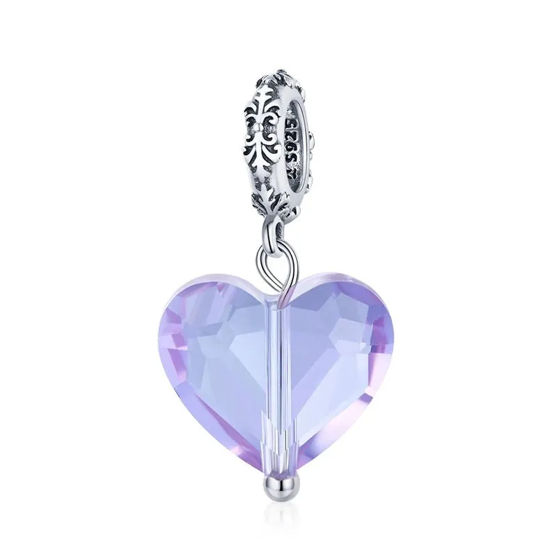 Heart-Shaped Charms with Colorful Diamond