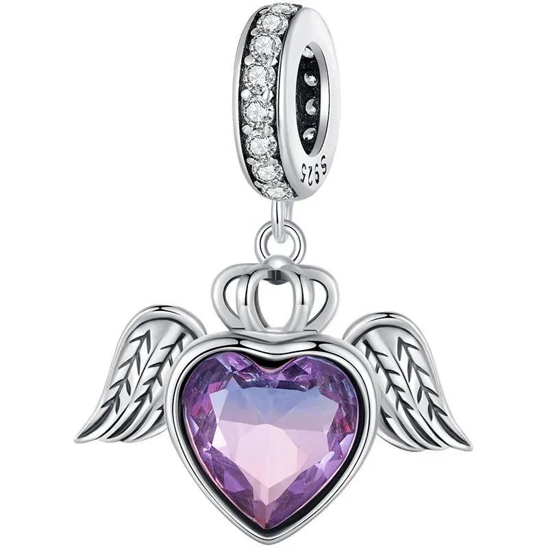 Heart-Shaped Charms with Colorful Diamond