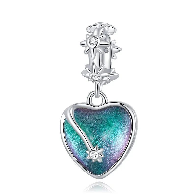 Heart-Shaped Charms with Colorful Diamond