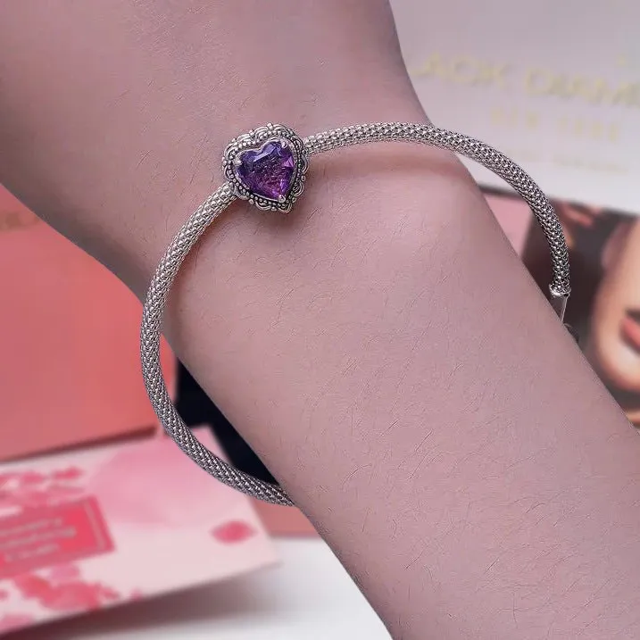 Heart-Shaped Charms with Colorful Diamond